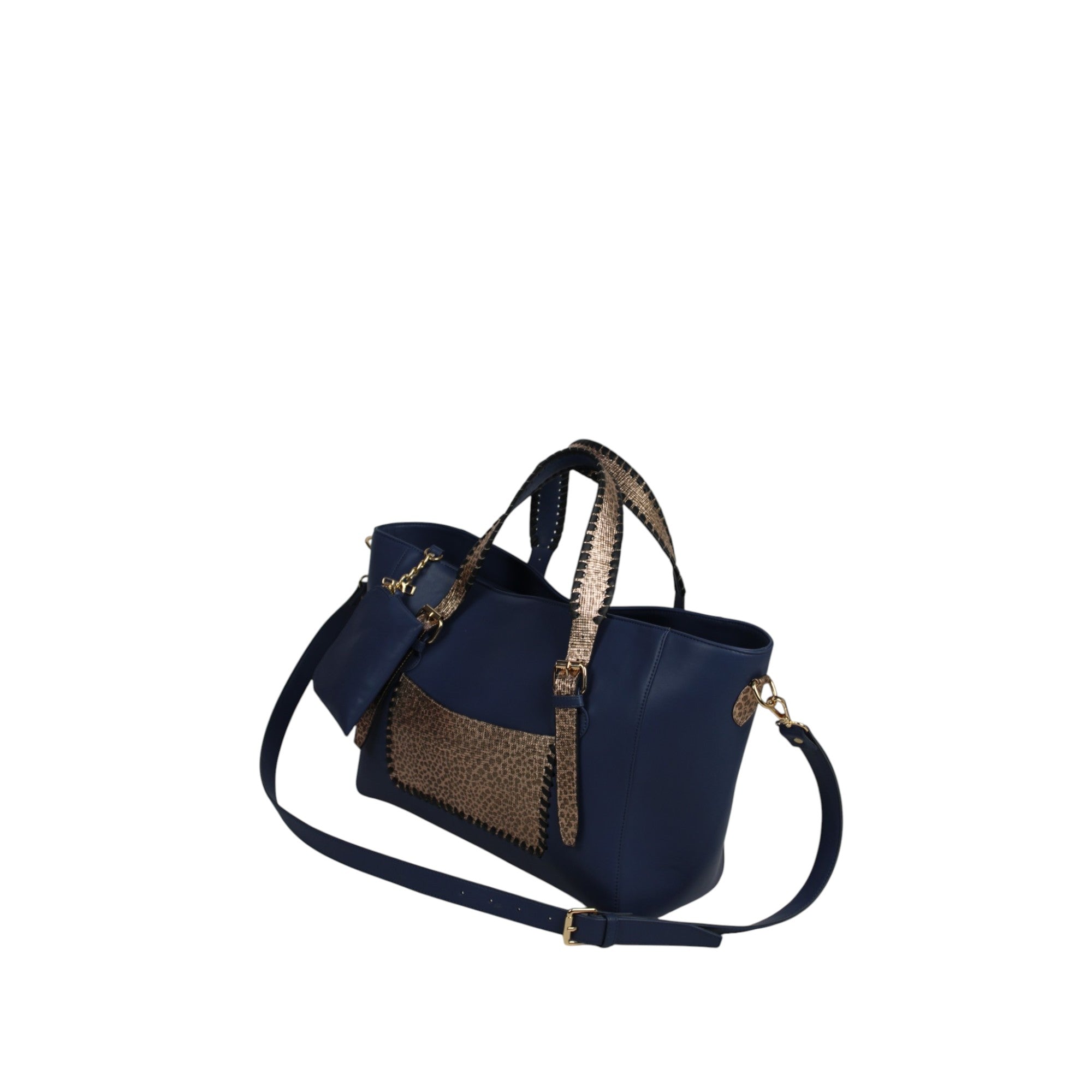 Designer PU Shoulder Bag with Animal Print Genuine Leather