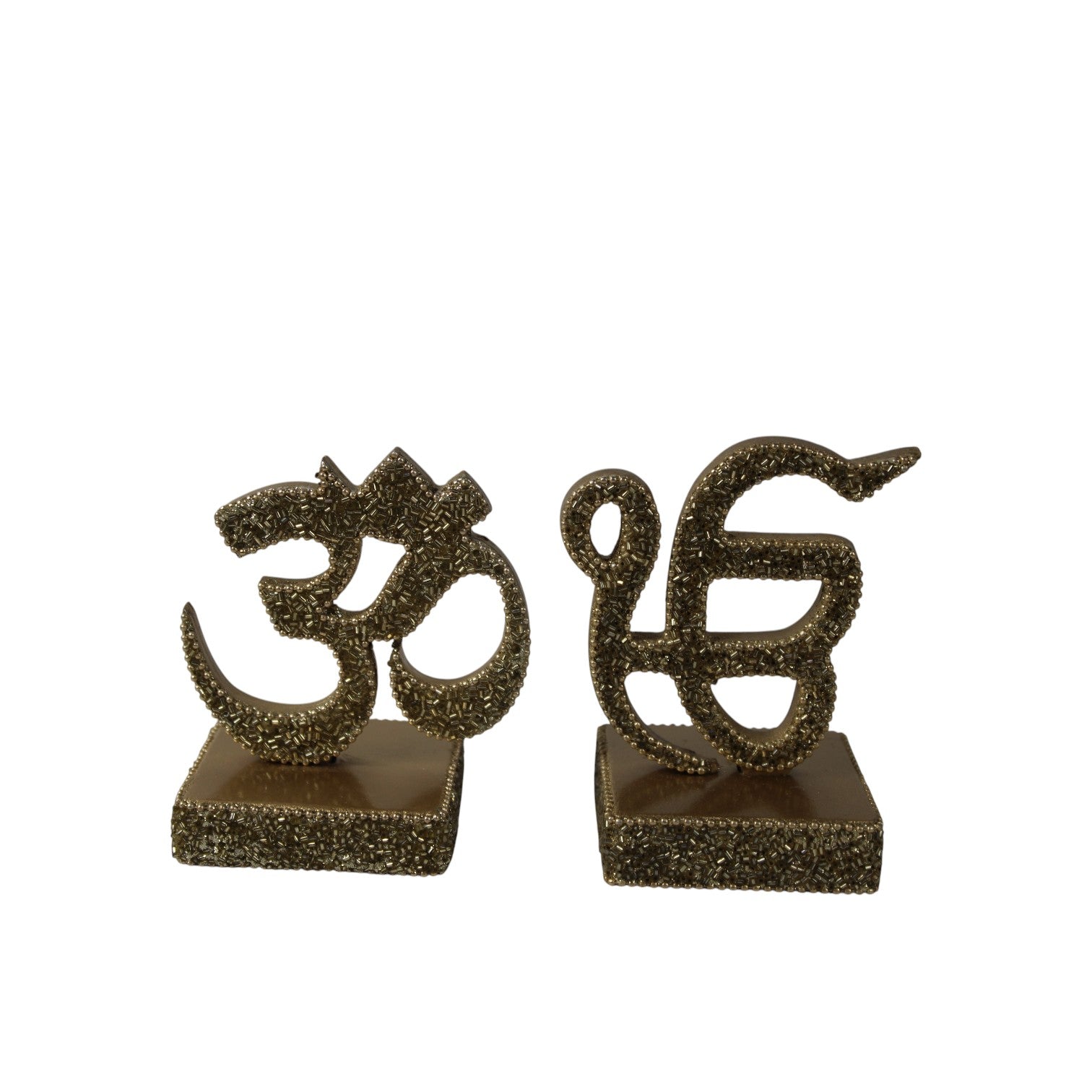Spiritual Om & Ik Onkar Decorative Showpiece Set for Home and Temple Décor