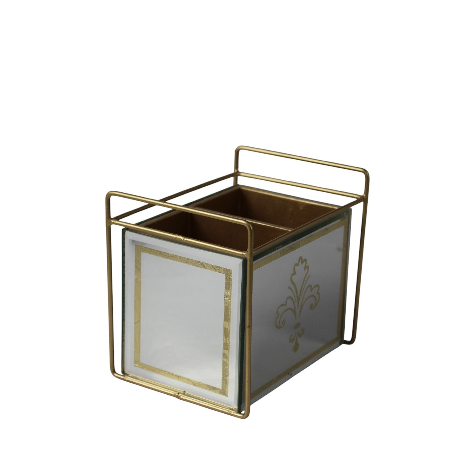 Luxury White & Golden Cutlery Holder – 2 Compartment Dining Table Organizer