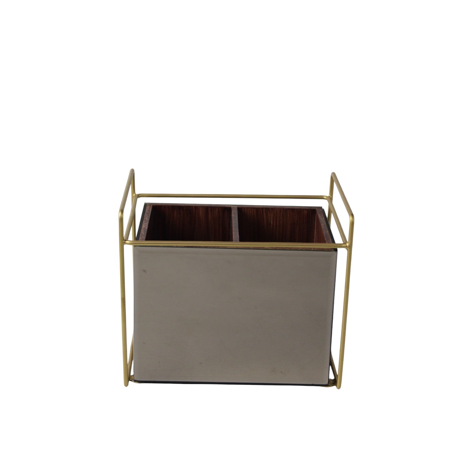 Elegant Mirror Finish Cutlery Holder – 2 Compartment Dining Table Organizer