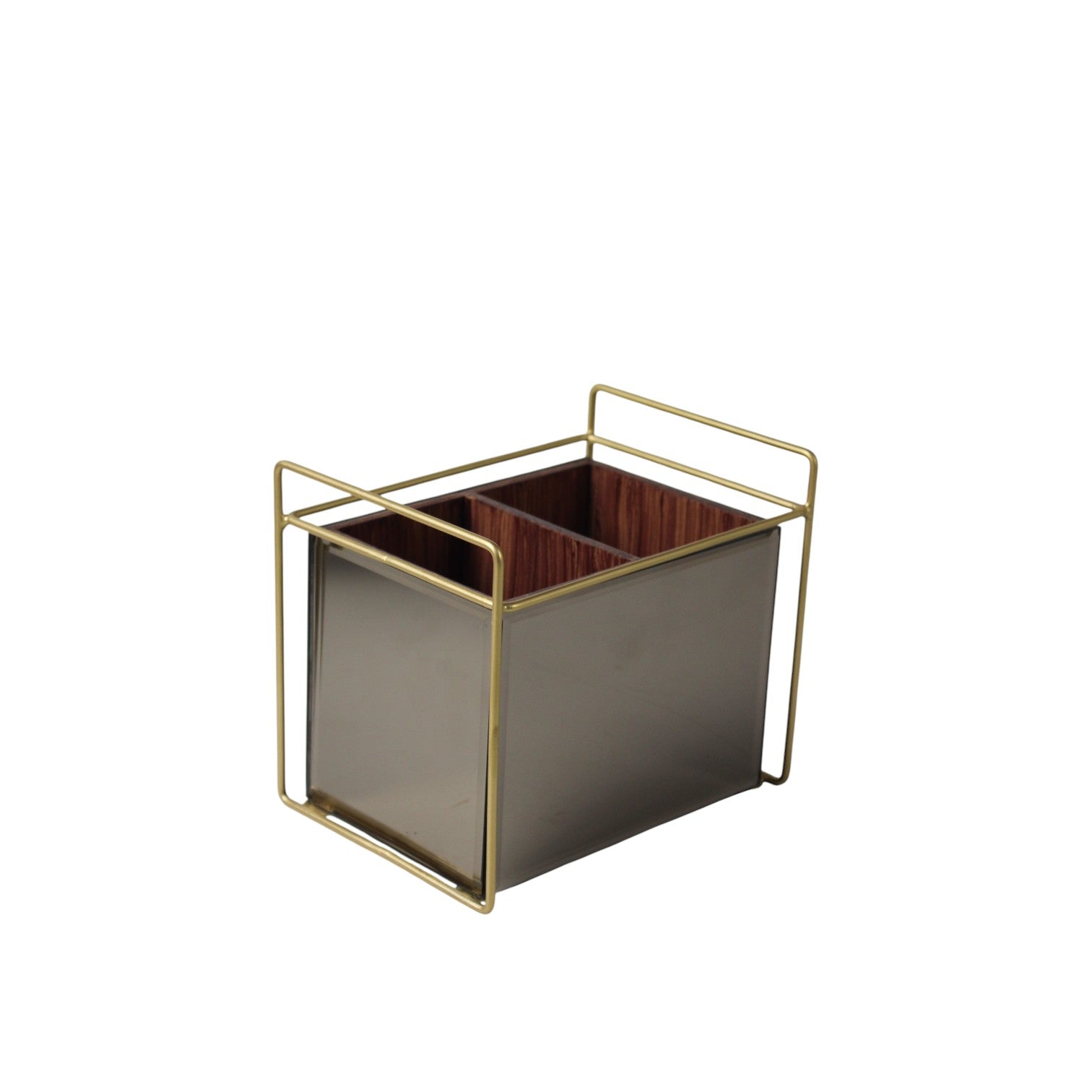 Elegant Mirror Finish Cutlery Holder – 2 Compartment Dining Table Organizer