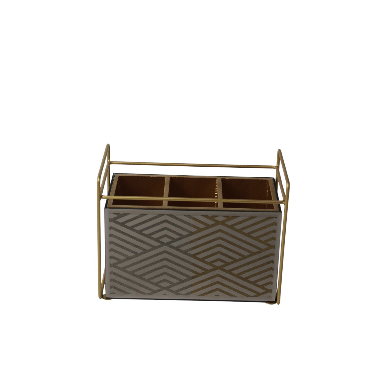 Luxury Gold & Glass Cutlery Holder – 3 Compartment Dining Table Organizer