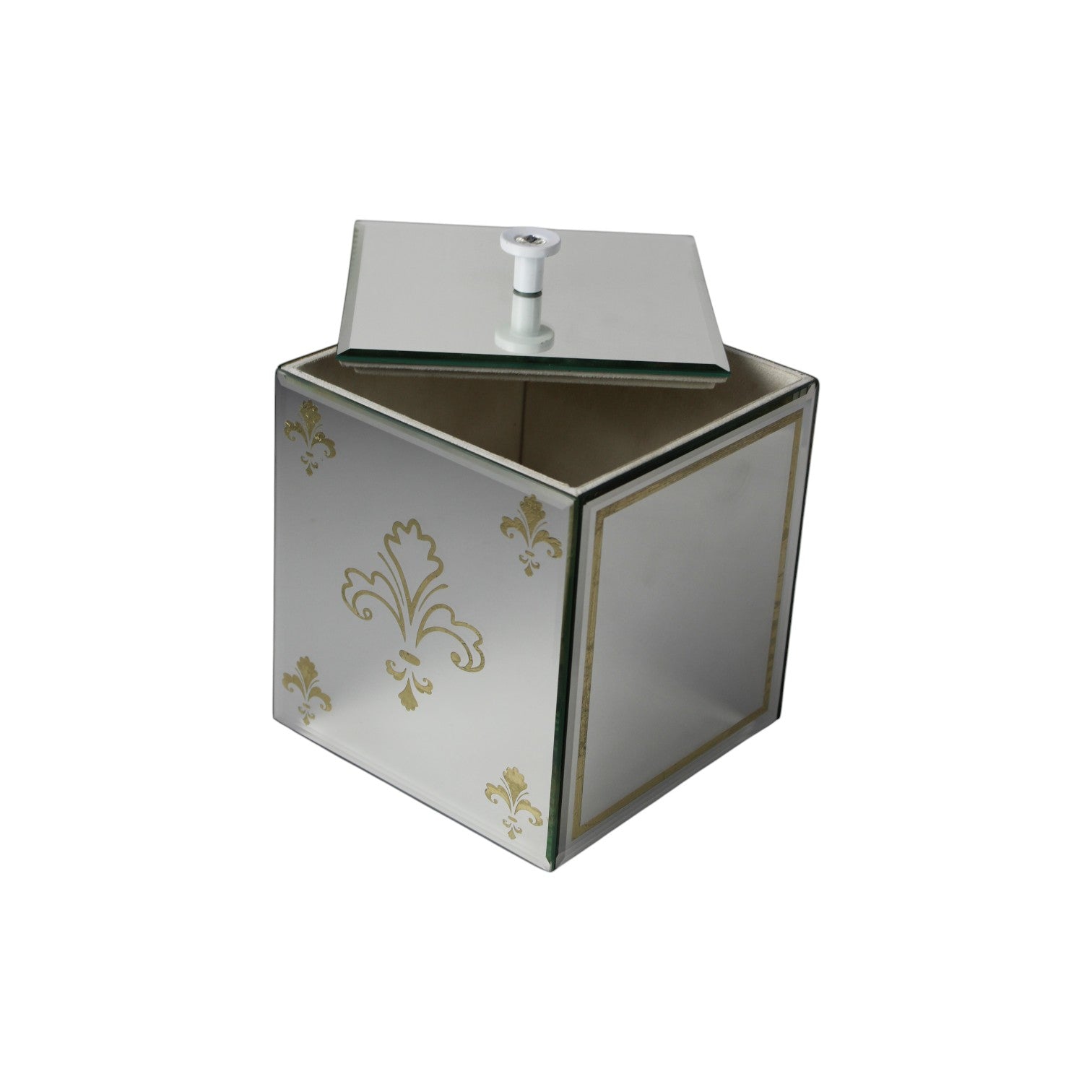  Designer Silver Mirror Dustbin with Lid 