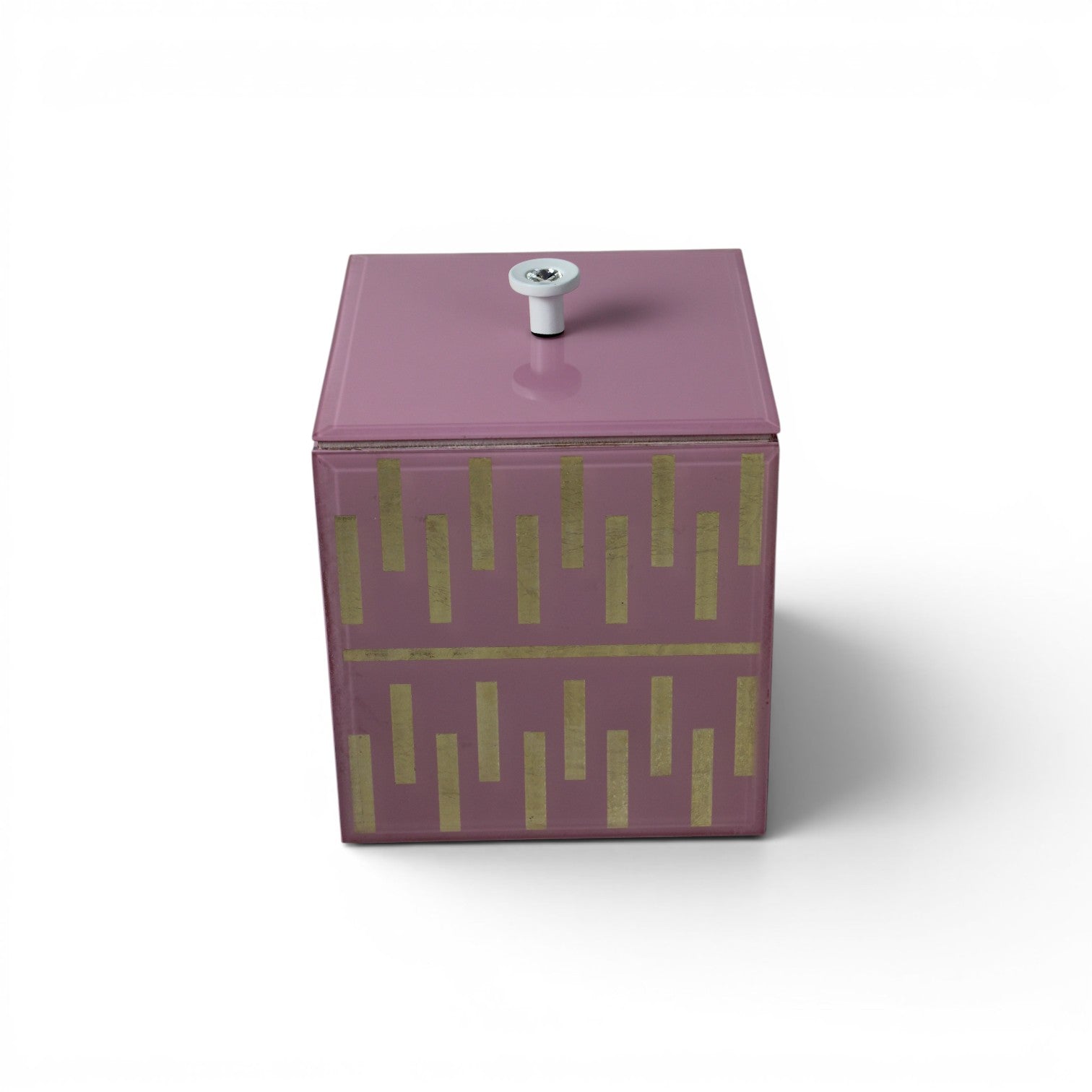 Luxury Pink Decorative Bathroom Dustbin with Gold Geometric Design