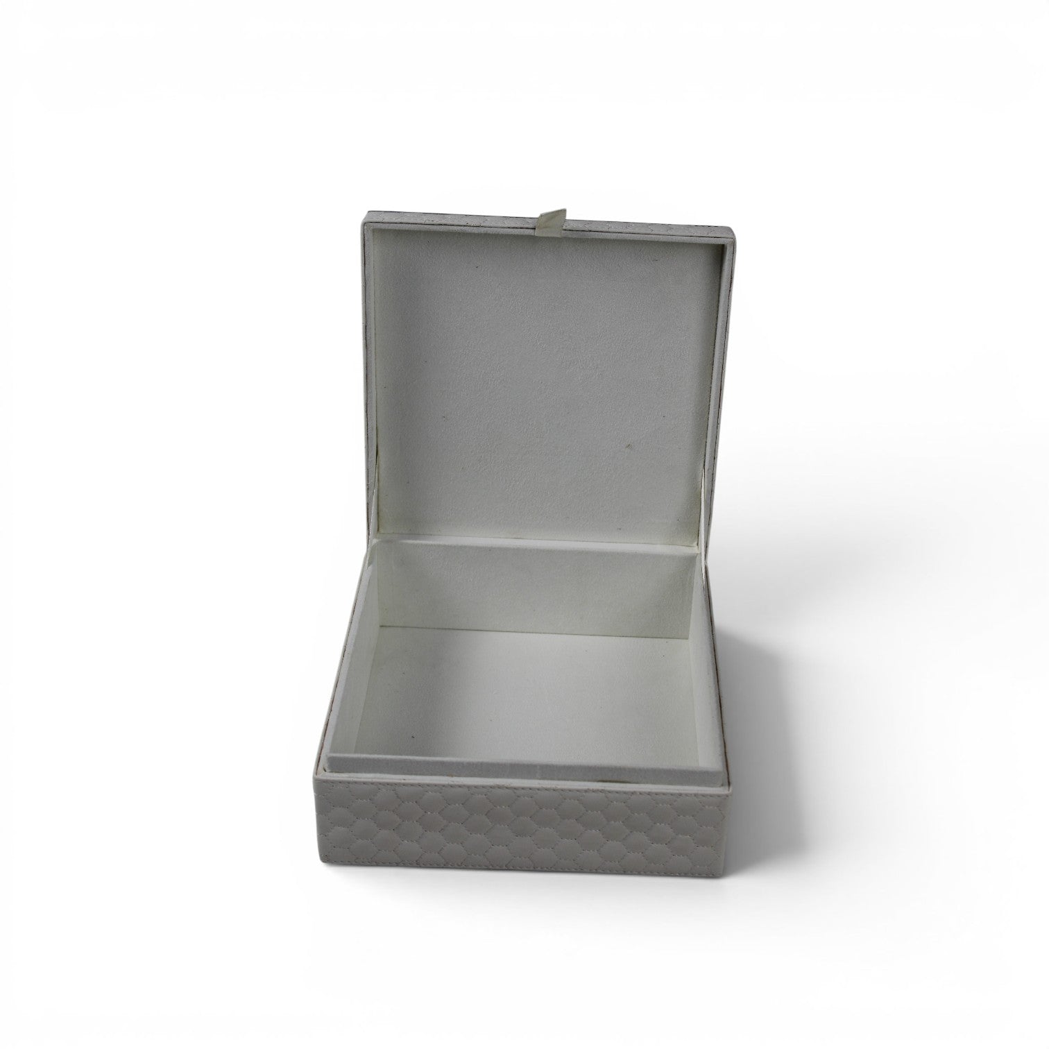 Leather Jewelry Box with Mirrored Geometric Lid