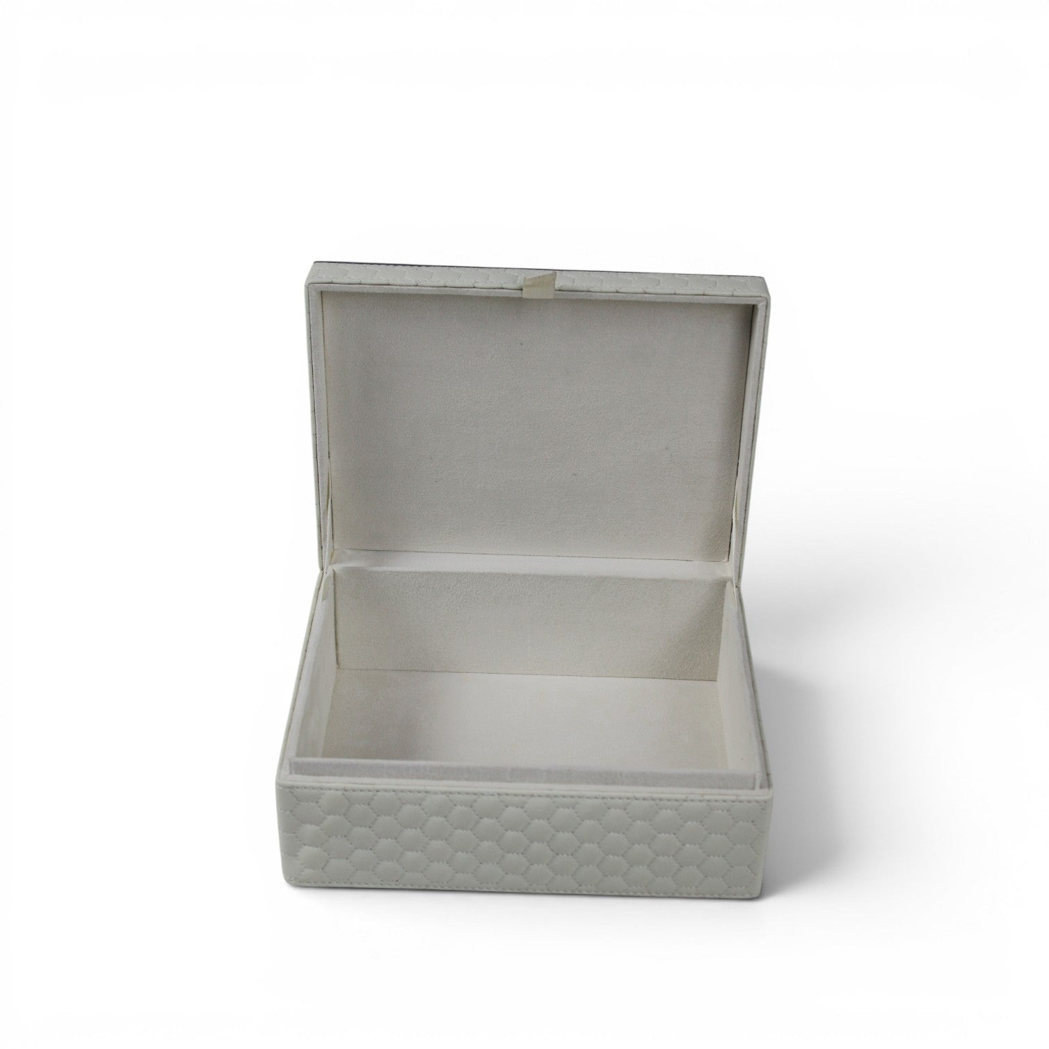 Leather Jewelry Box with Mirrored Geometric Lid