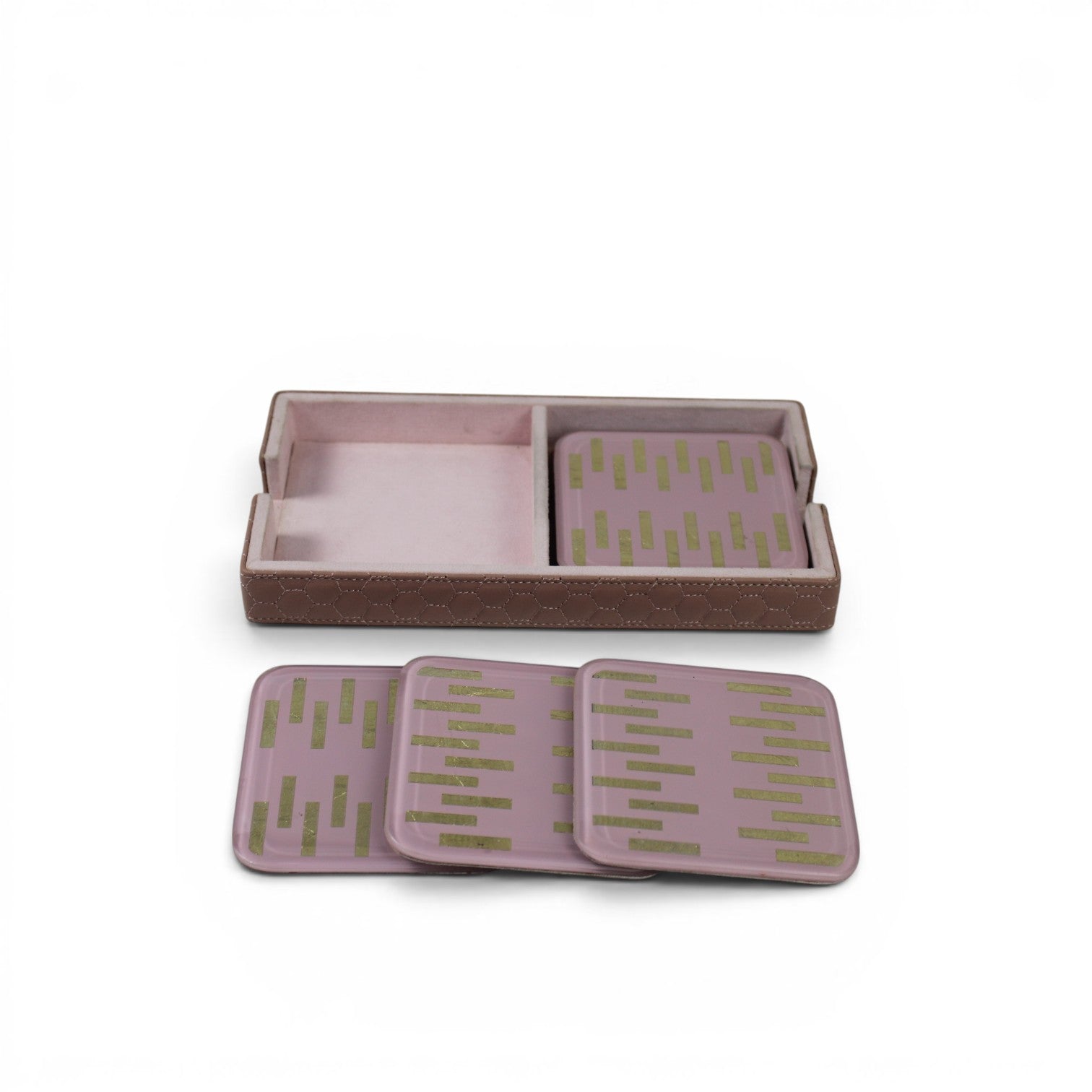Modern Square Glass Coasters for Home, Office & Dining - (Set of 6)