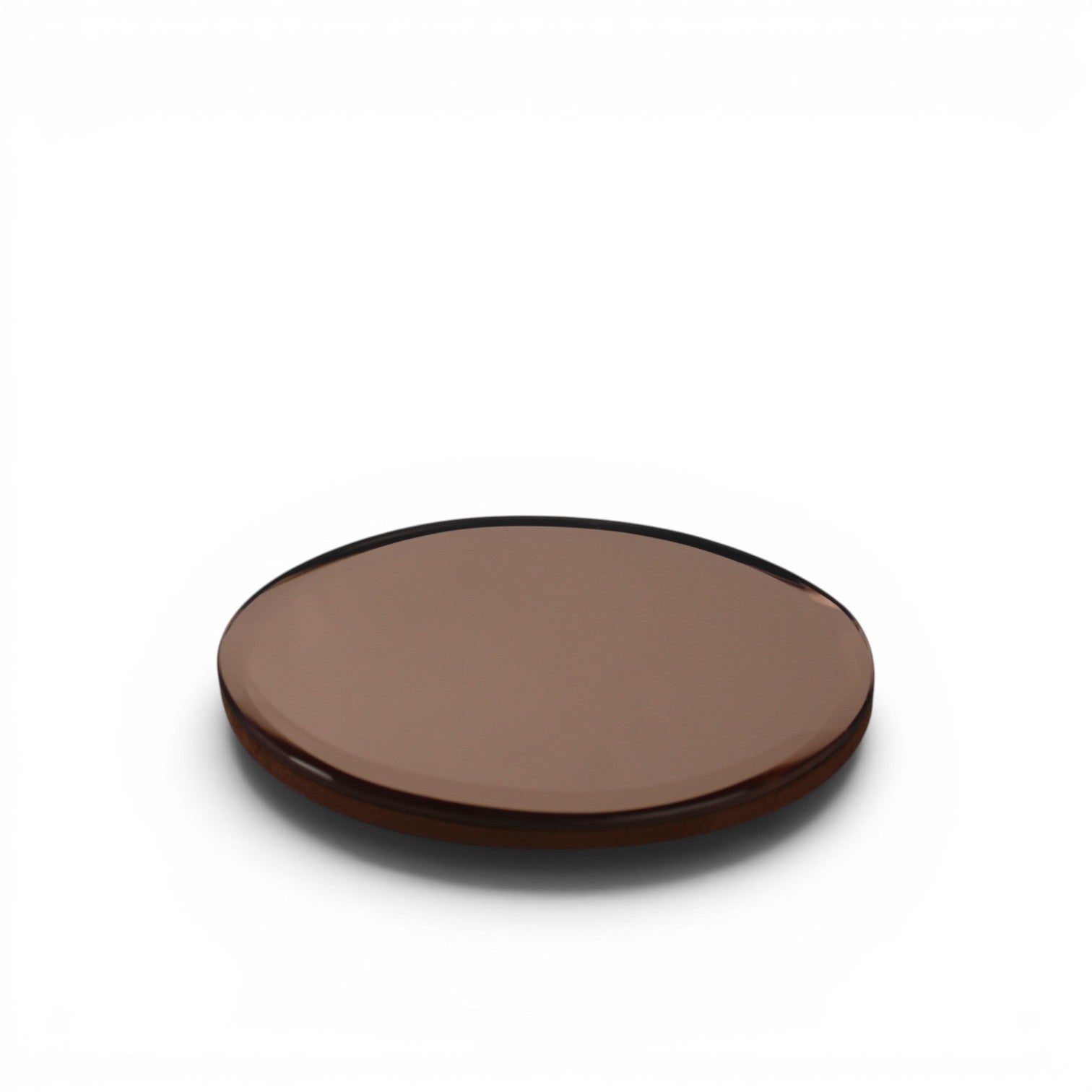 Round Ceramic & Bronze Mirror Soap Dish – Mauve Matte & Bronze Glass (Set of 2)