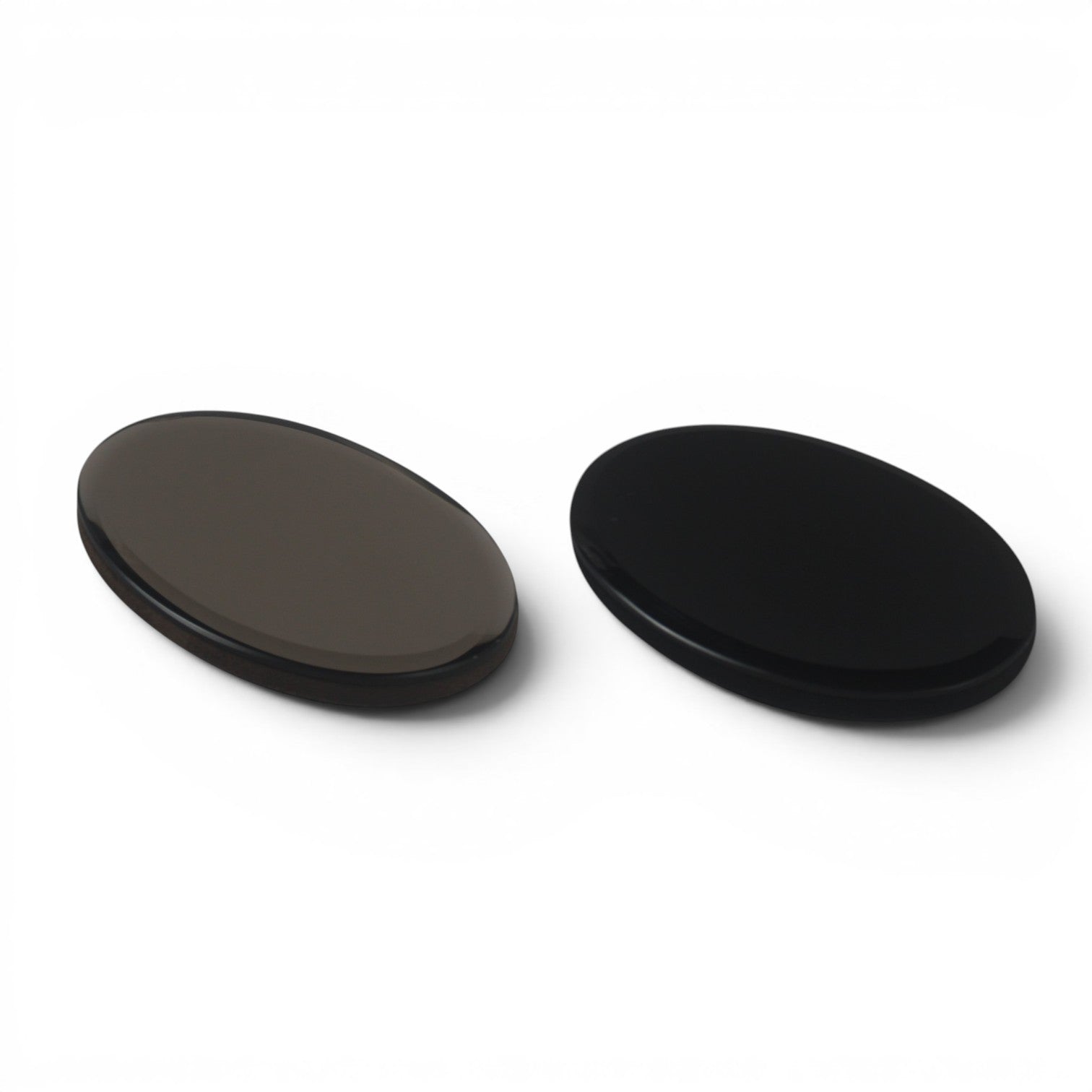 Oval Glass Soap Dish Set – Bronze Mirror & Glossy Black (Set of 2)