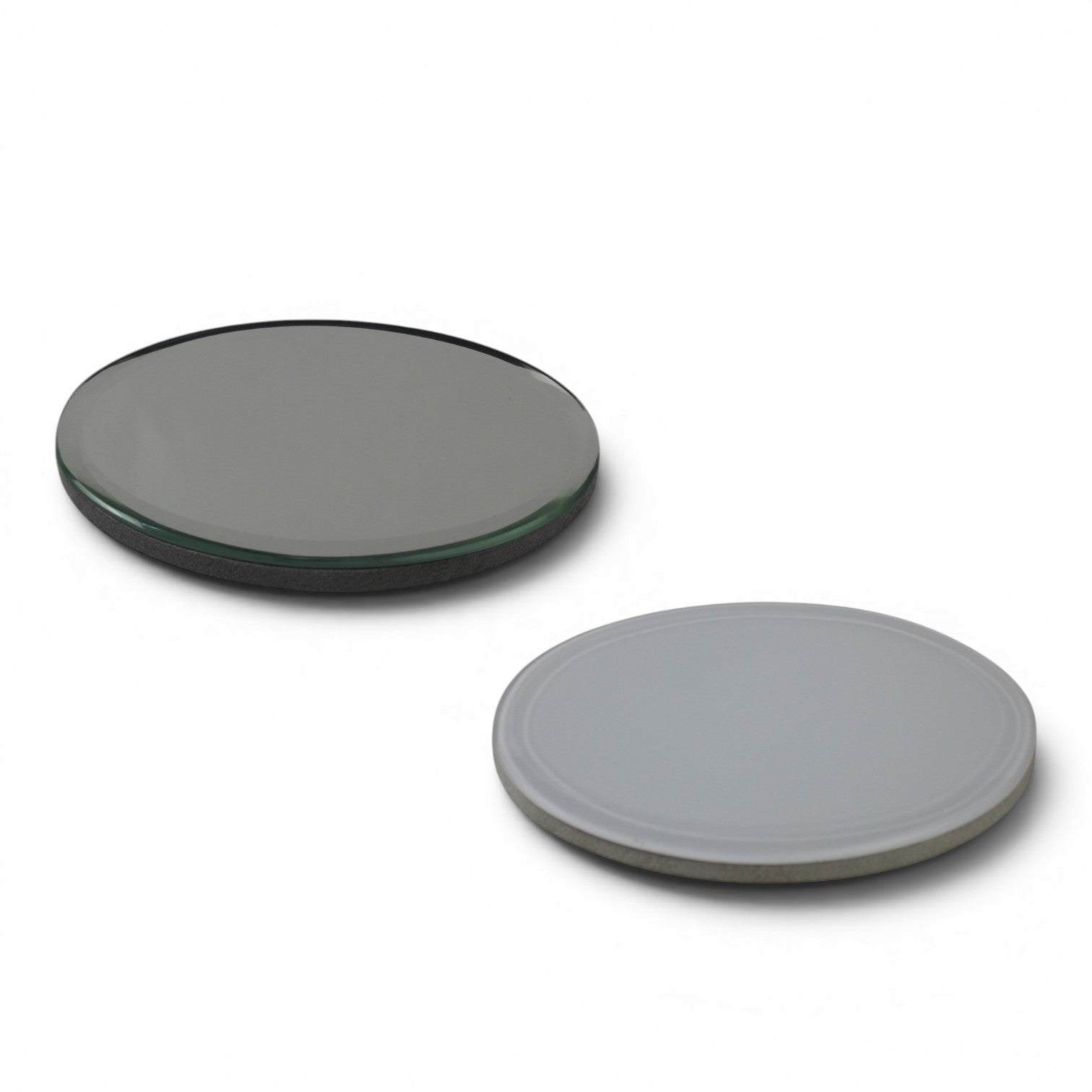 Oval Glass Soap Dish Set – Bronze Mirror & Glossy White (Set of 2)