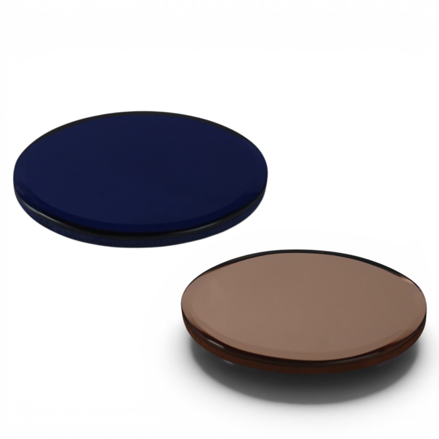 Oval Glazed Ceramic Soap Dish Set – Navy Blue & Light Golden (Set of 2)