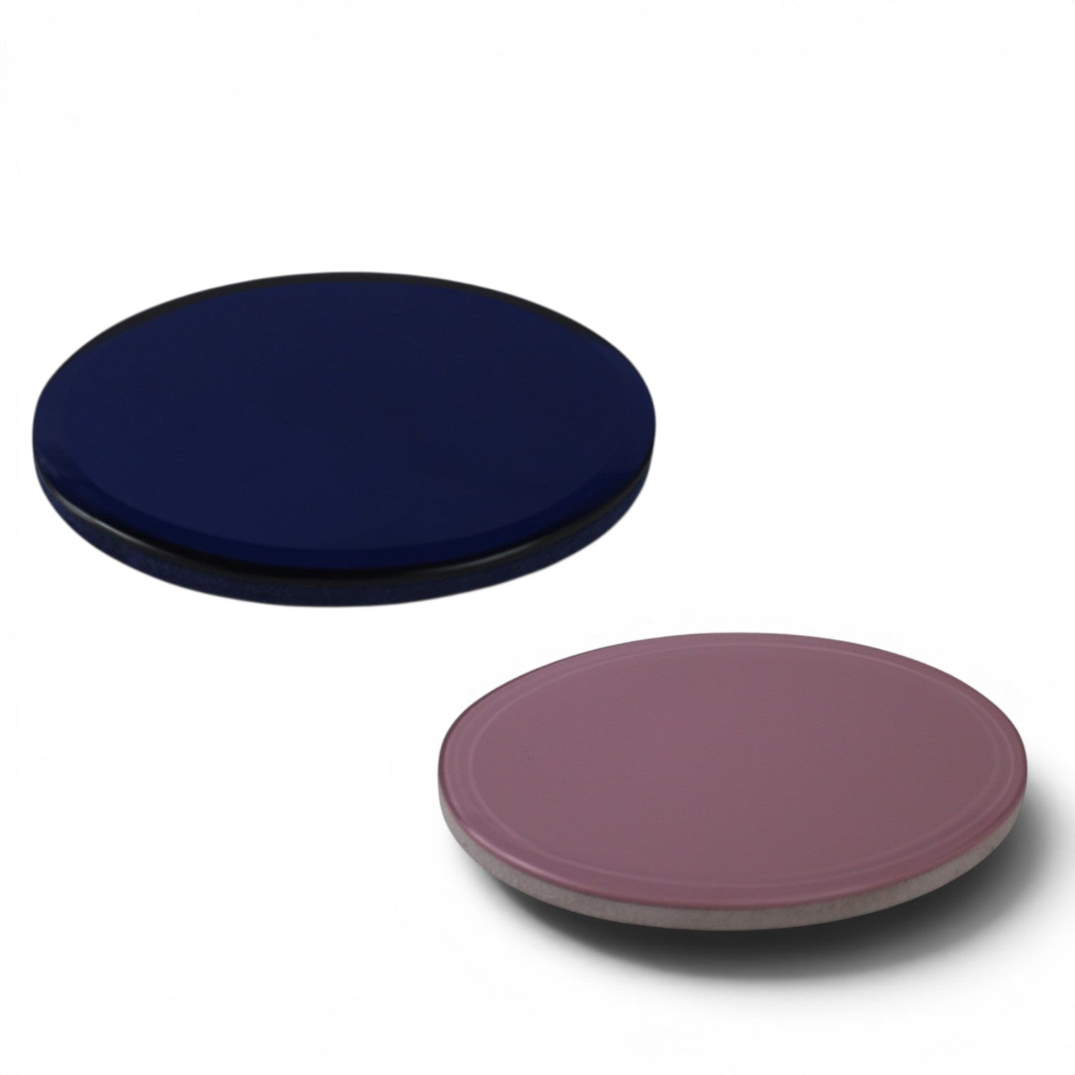 Oval Glazed Ceramic Soap Dish Set – Navy Blue & Mauve (Set of 2)