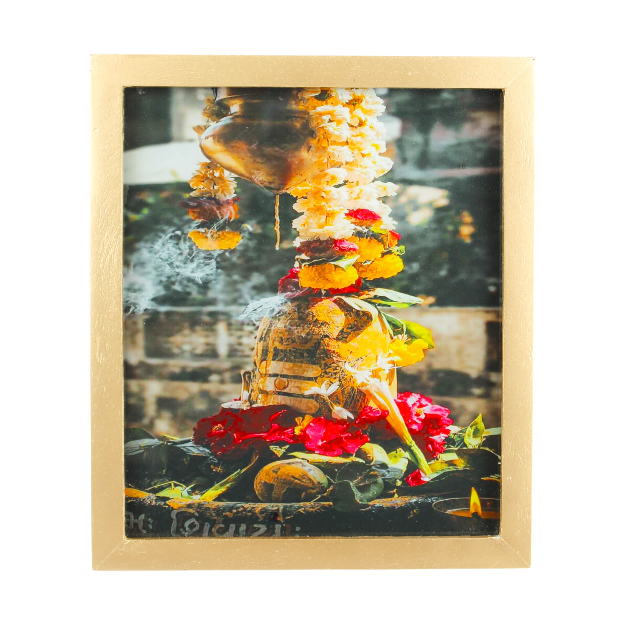 Divine Shiva Lingam Gold-Framed Wall Art
