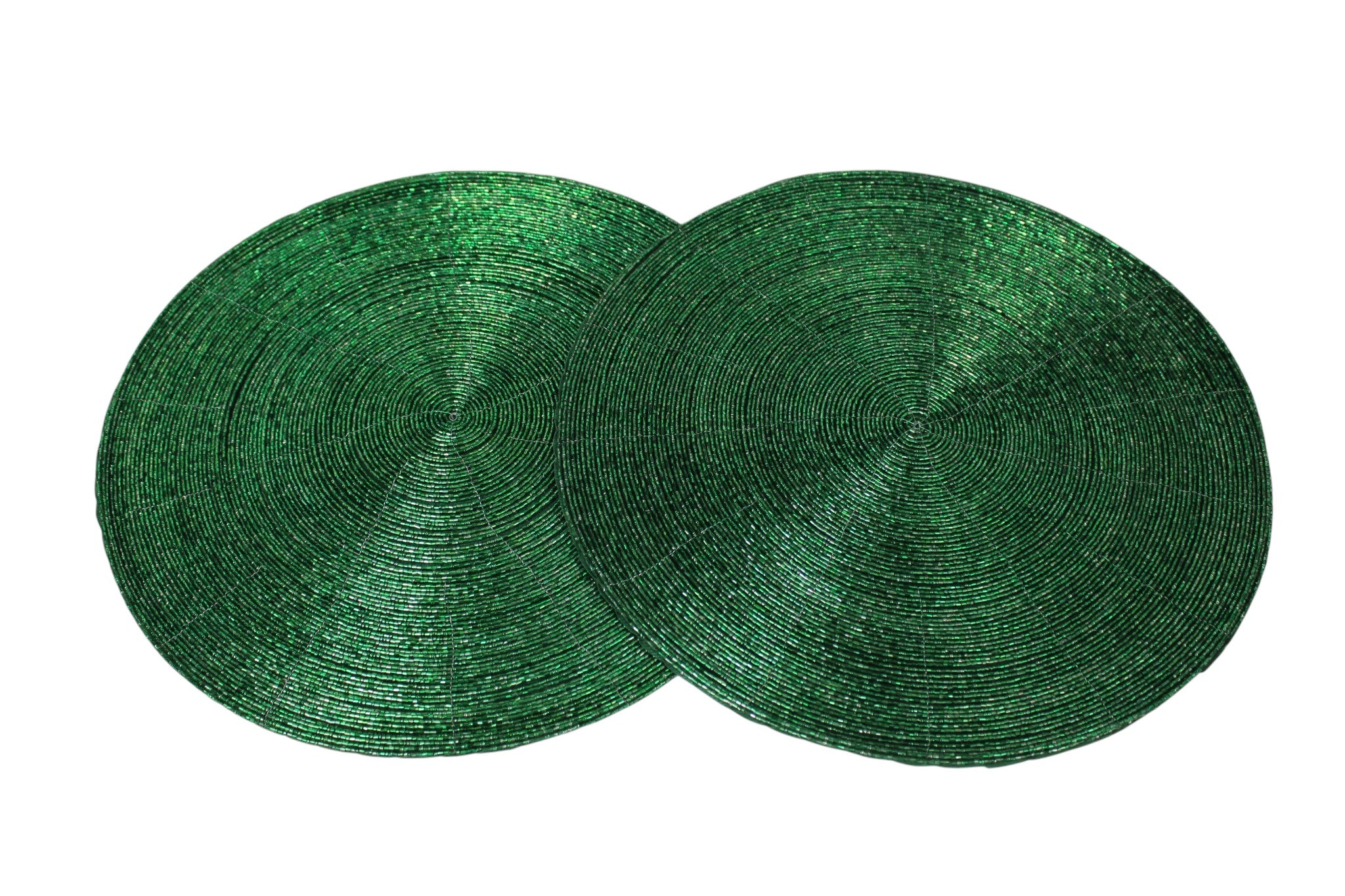  Round Beaded Placemats Set of Two (Green) 