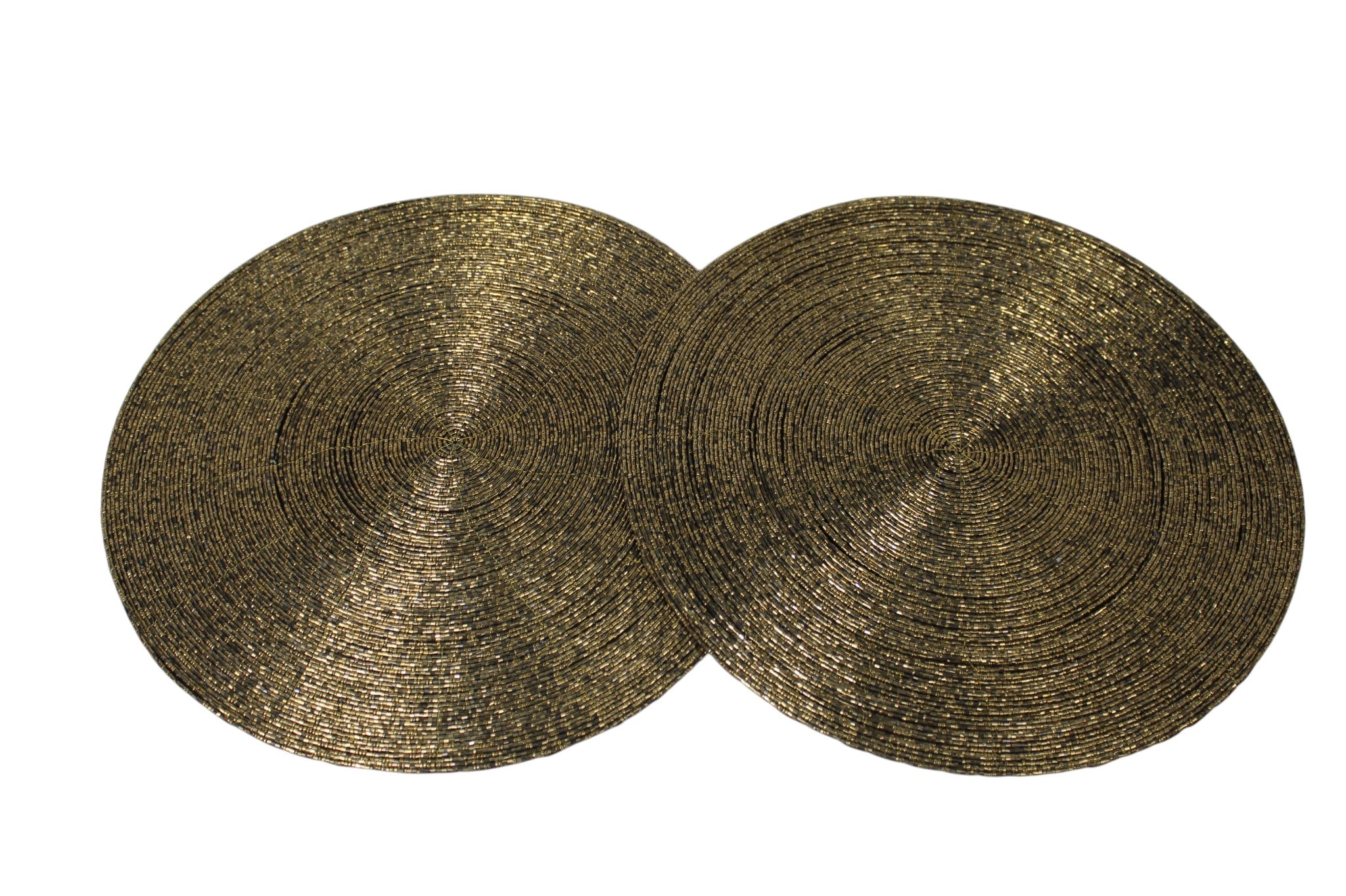 Round Beaded Placemats Set of Two (Gold)