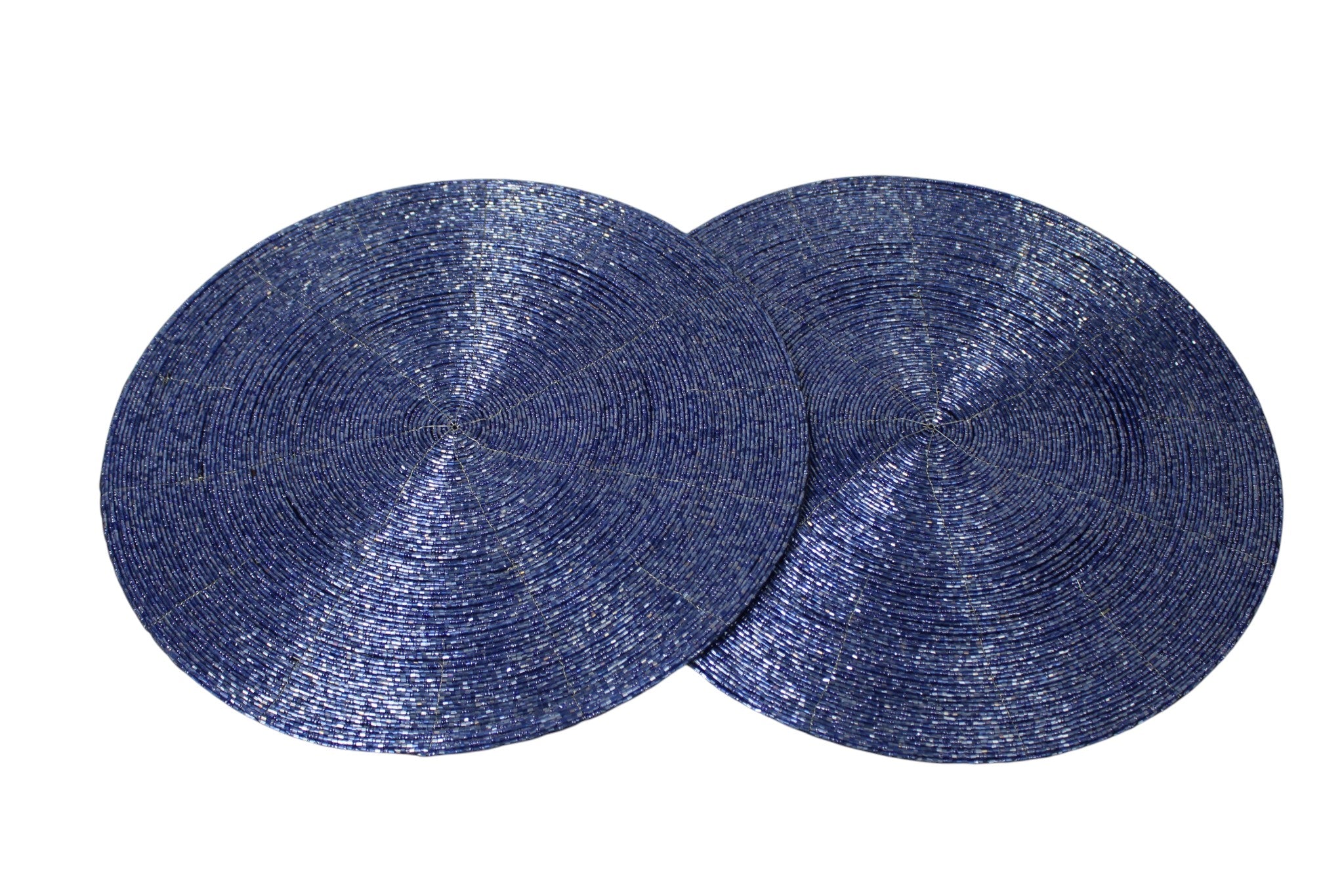 Round Beaded Placemats Set of Two (Blue)