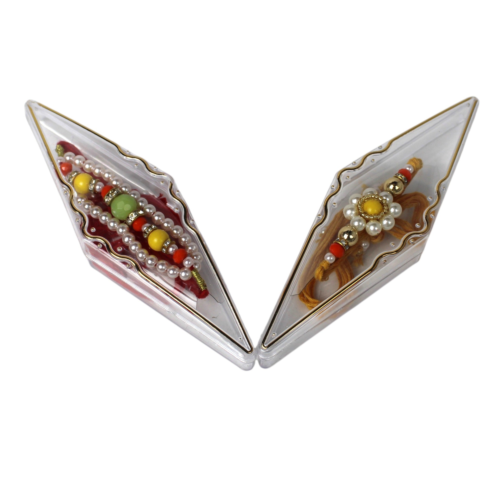 Handcrafted Floral Beaded Crystal Rakhi Set of 2