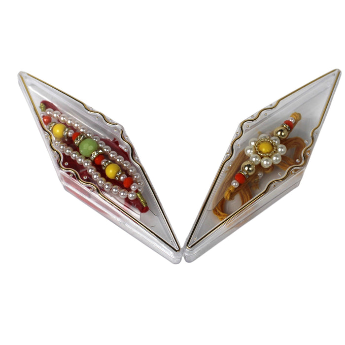 Handcrafted Floral Beaded Crystal Rakhi Set of 2