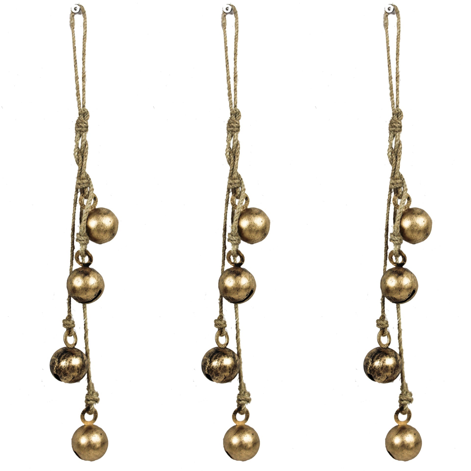 Set of 4 Goldenen Hanging Bells Hanging Ornaments for Christmas Tree Decoration