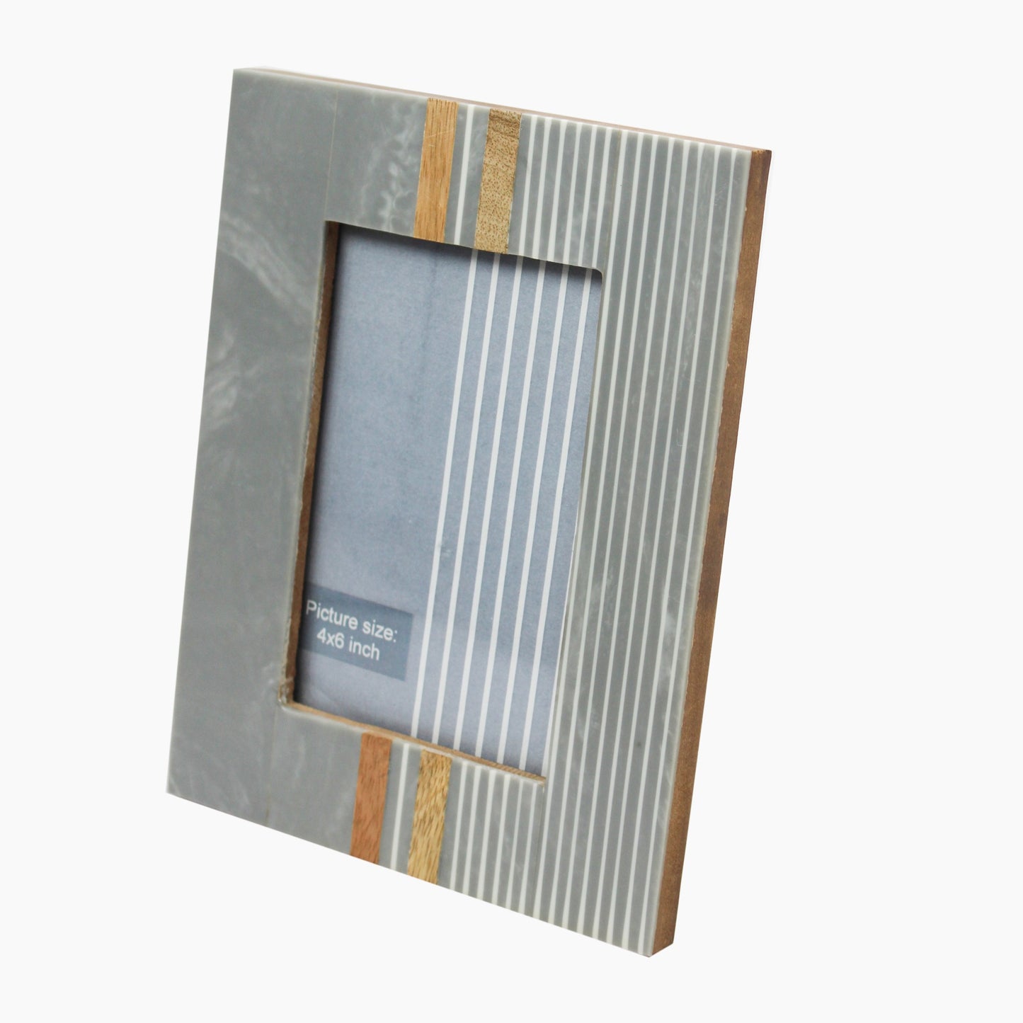 Resin & Wood Marble Effect Stripe Design Grey Picture Frame (Picture Size: 4 x 6 Inches)