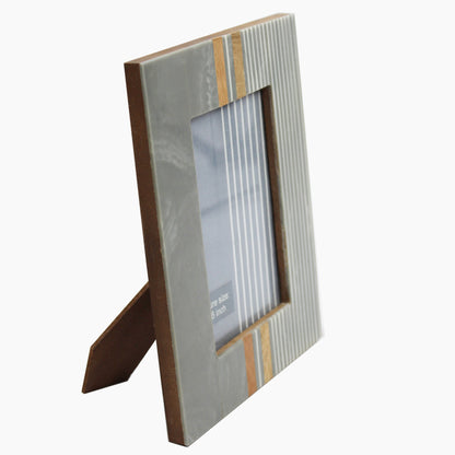 Resin & Wood Marble Effect Stripe Design Grey Picture Frame (Picture Size: 4 x 6 Inches)