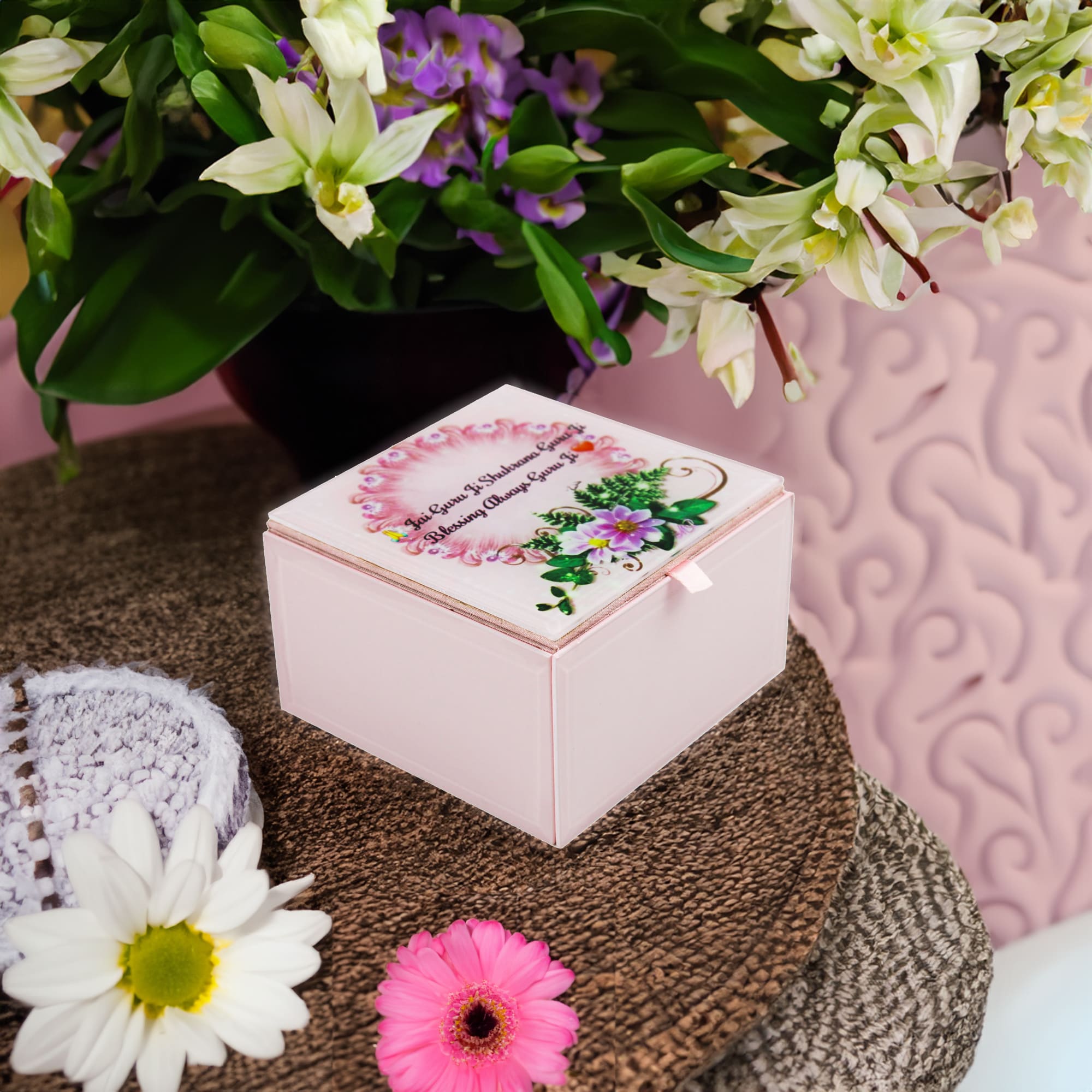 Guruji Blessings Pink Box for Pooja & Prasad-TH-4841