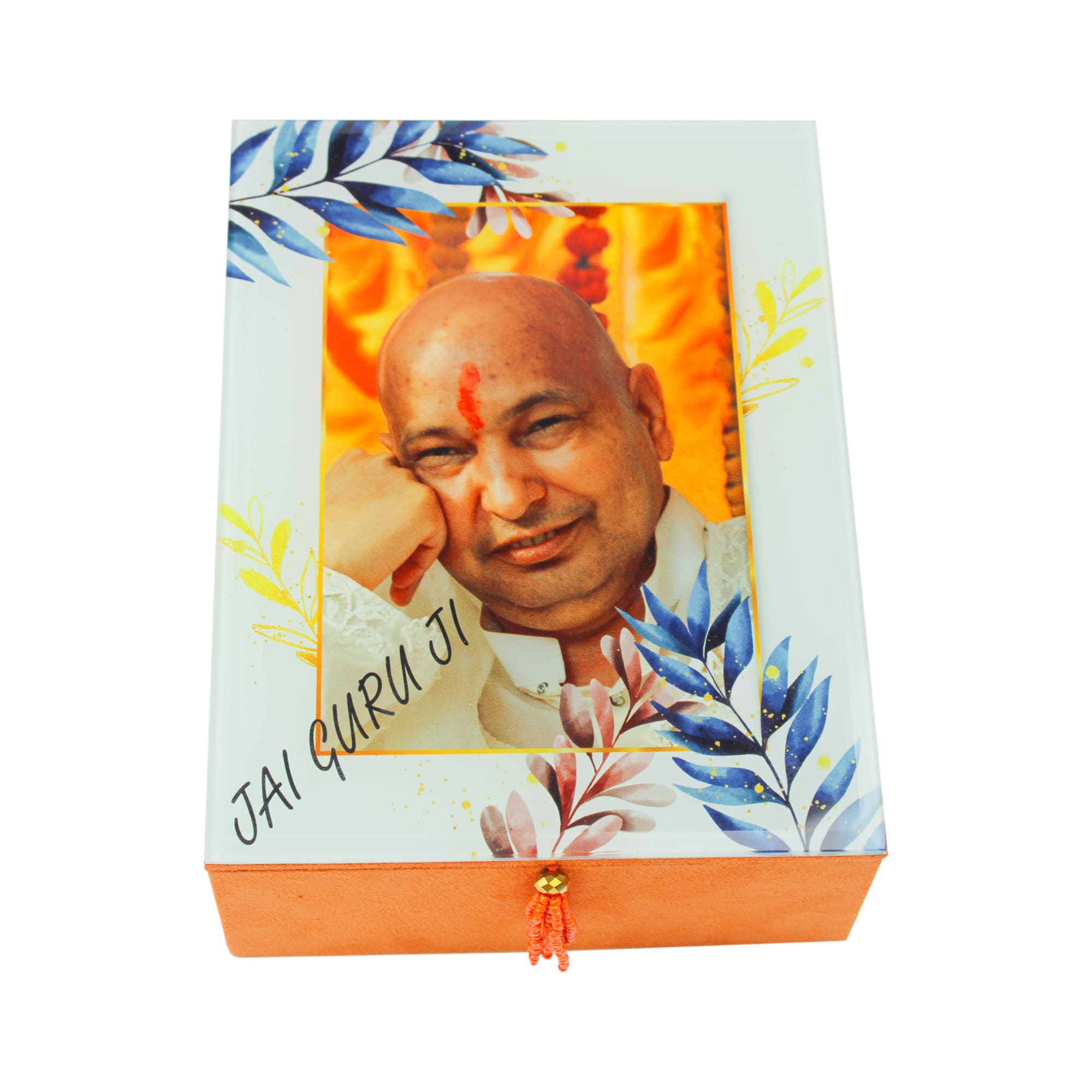 Jai Guruji Blessings Orange Designer Box for Prasad - TH-4816