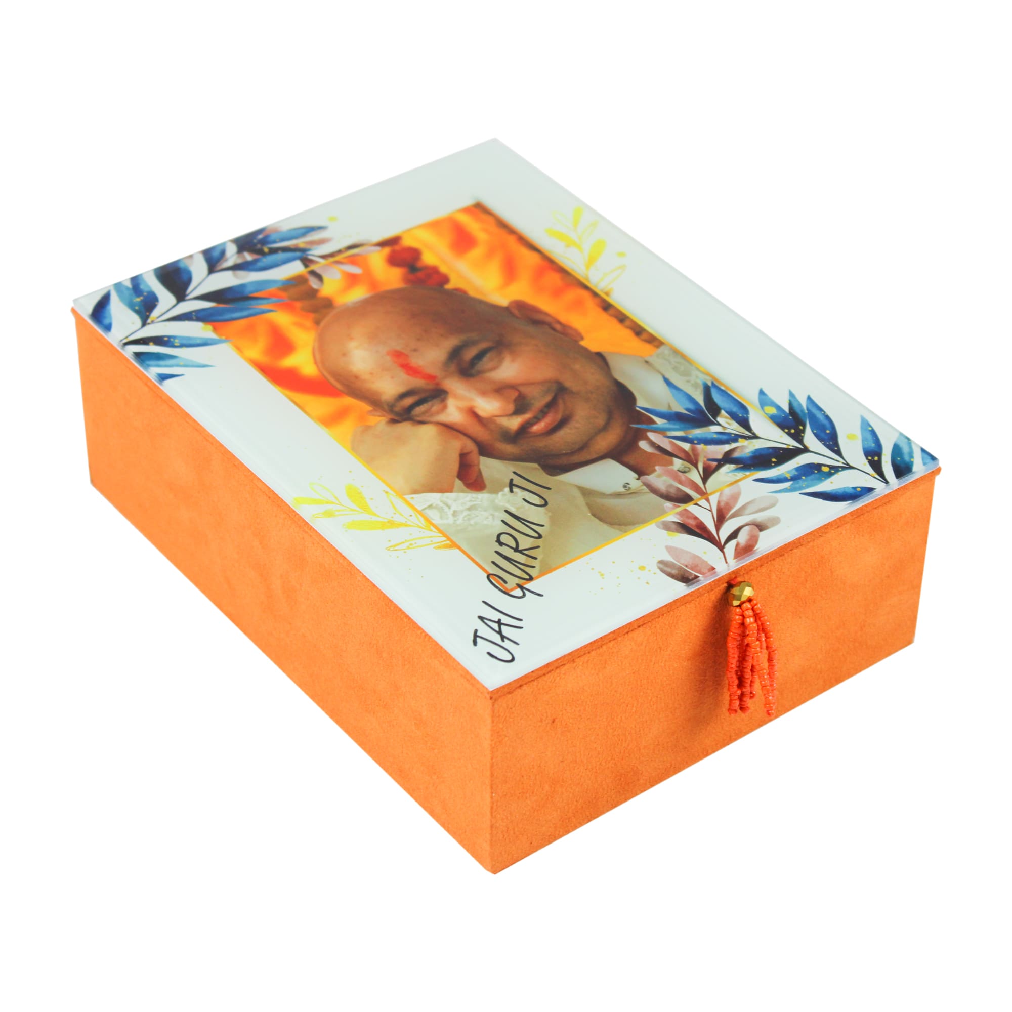 Jai Guruji Blessings Orange Designer Box for Prasad - TH-4816
