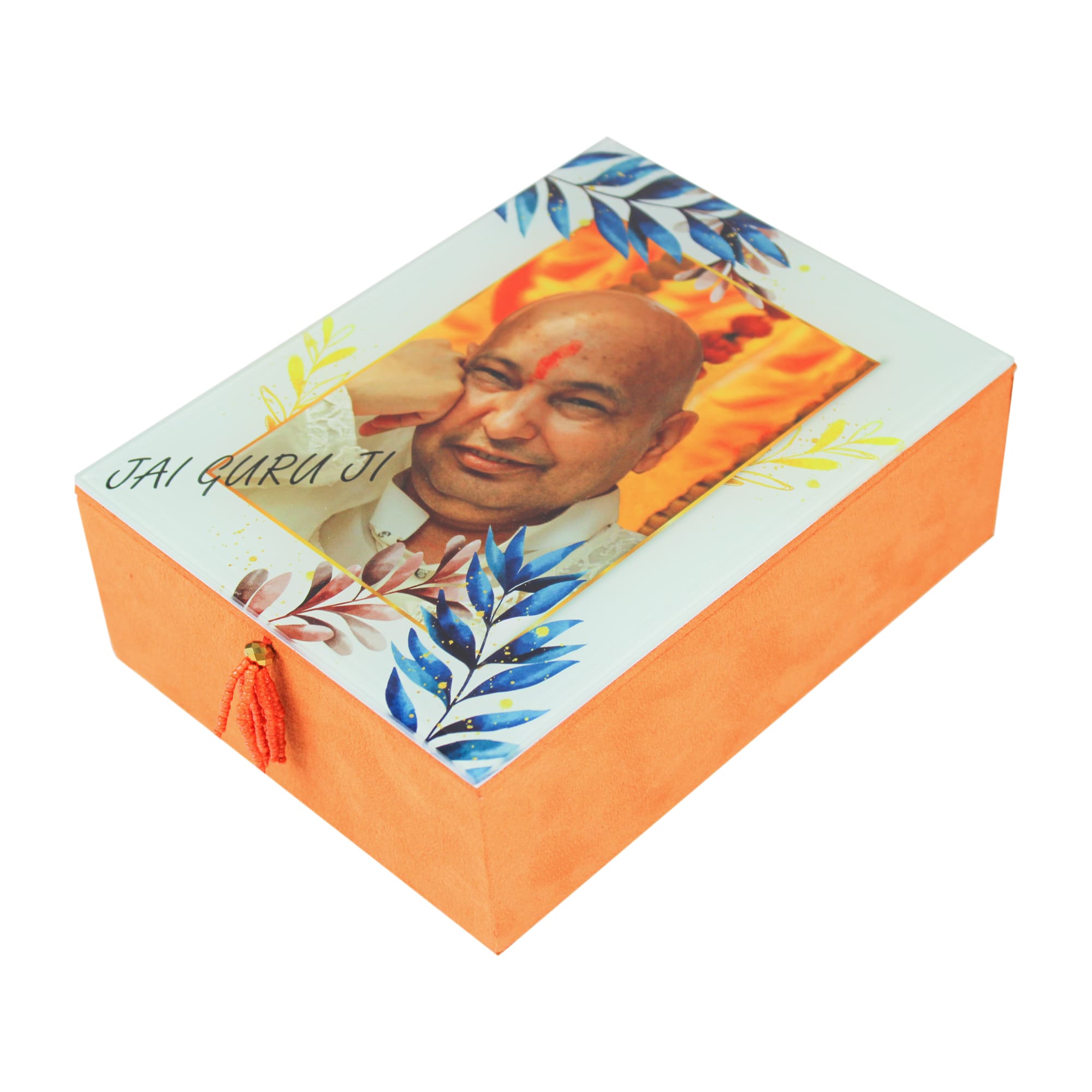 Jai Guruji Blessings Orange Designer Box for Prasad - TH-4816