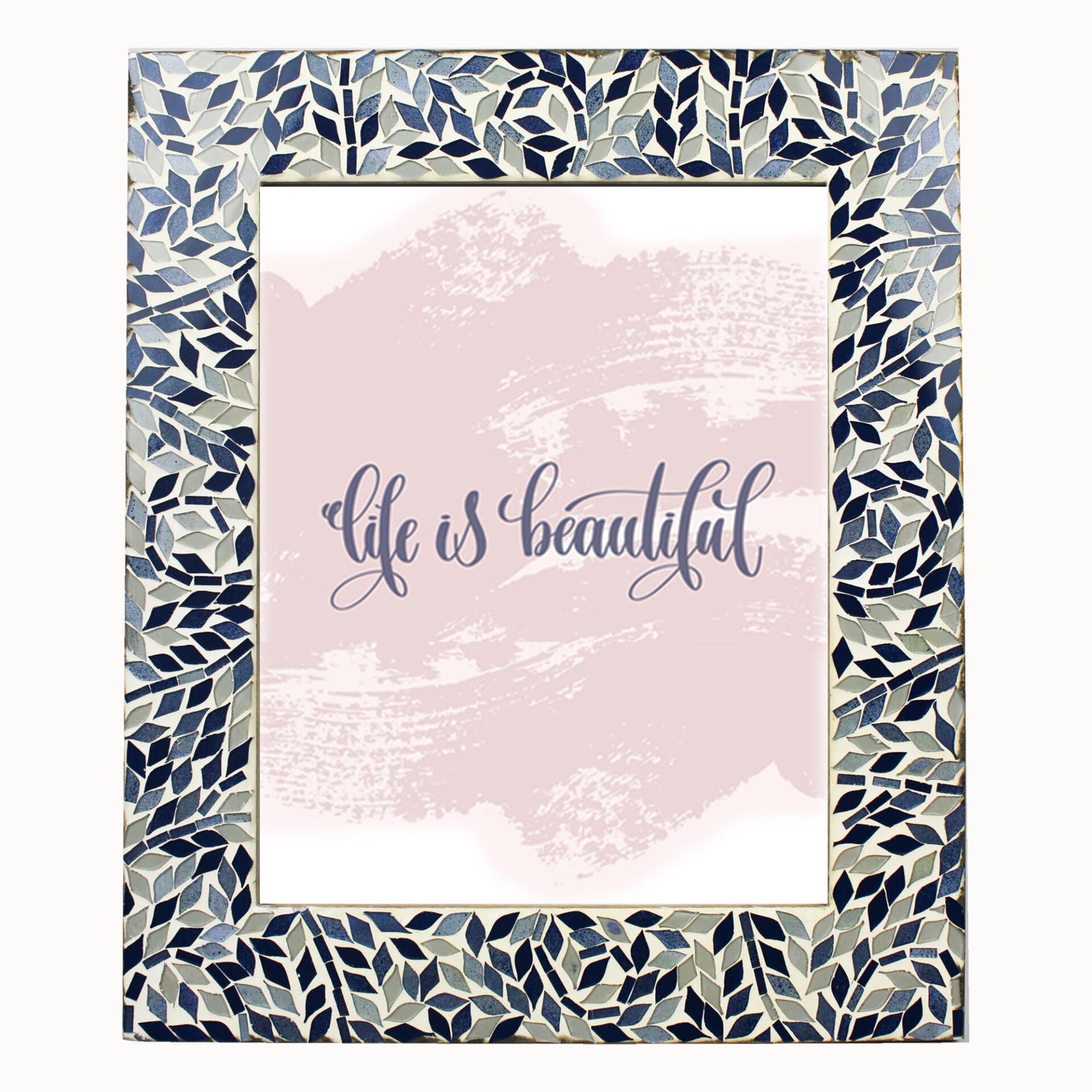 Blue & White Mosaic Photo / Picture Frame (Picture Size: 8 x 10 Inches)