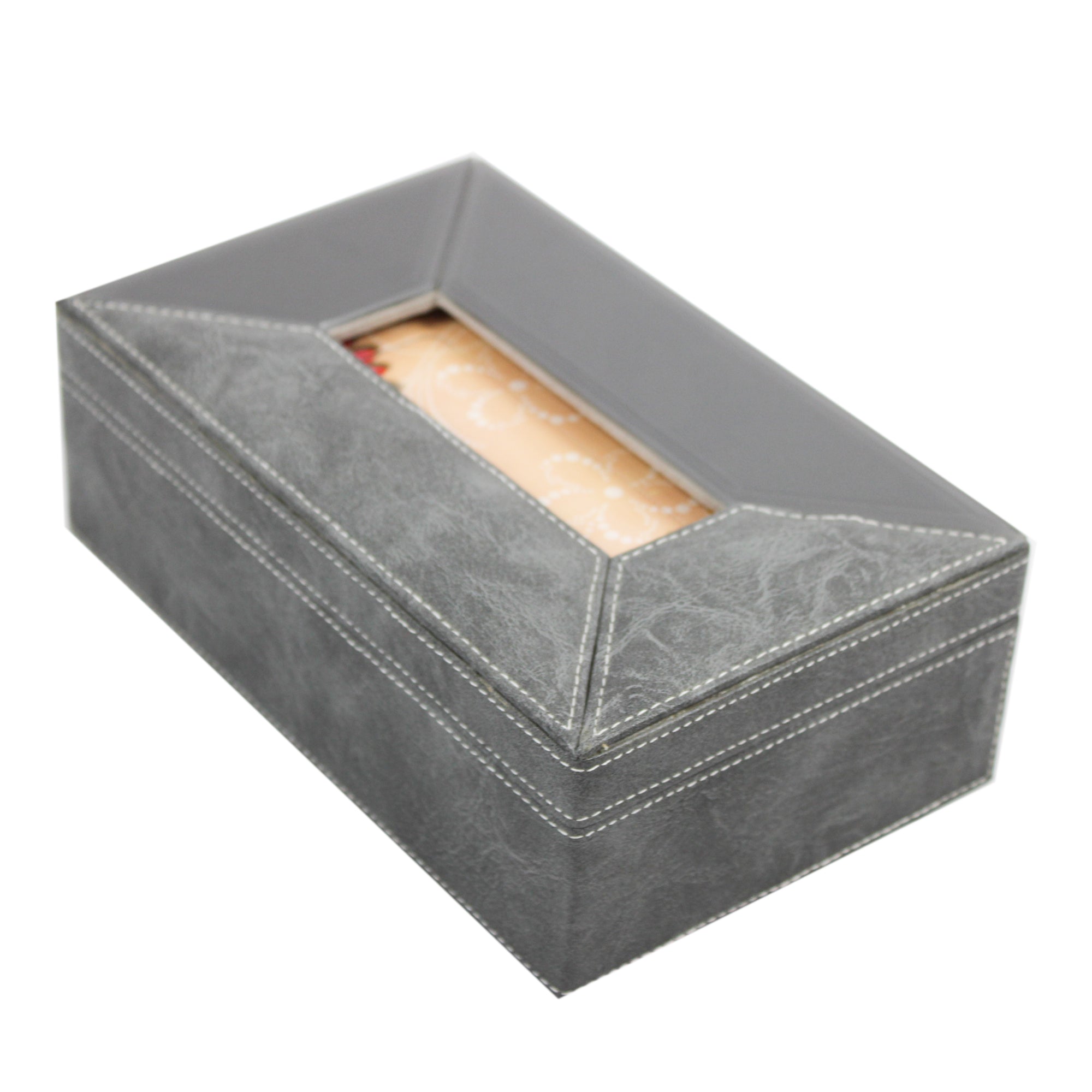 Grey Mirror / Leatherite Tissue Box