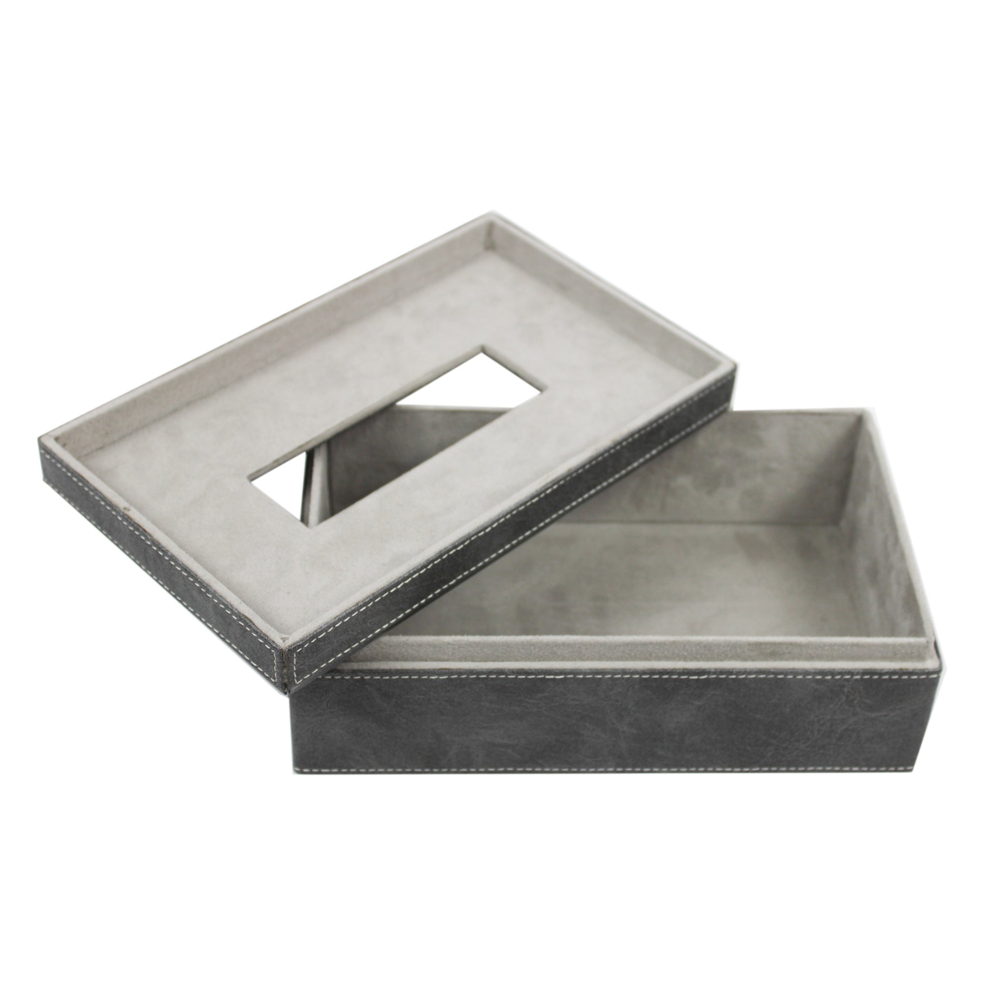 Grey Mirror / Leatherite Tissue Box