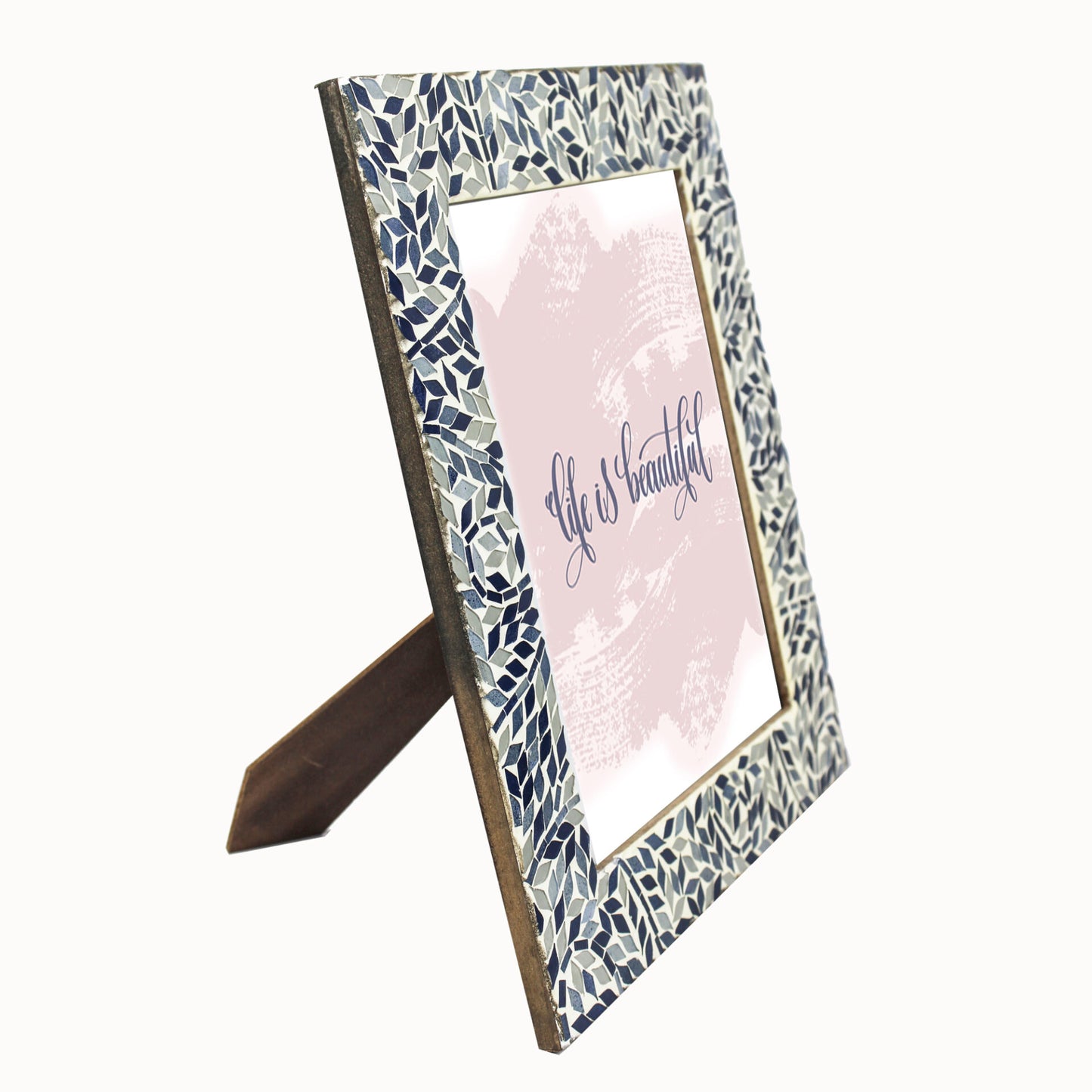 Blue & White Mosaic Photo / Picture Frame (Picture Size: 8 x 10 Inches)