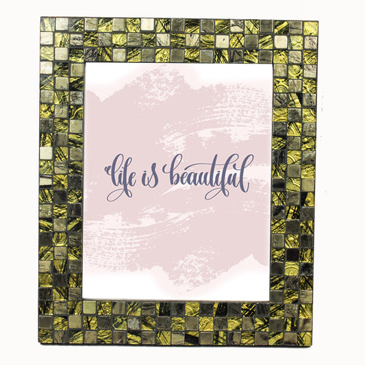 Brown & Golden Mosaic Gingham Design Photo / Picture Frame (Picture Size: 8 x 10 Inches)