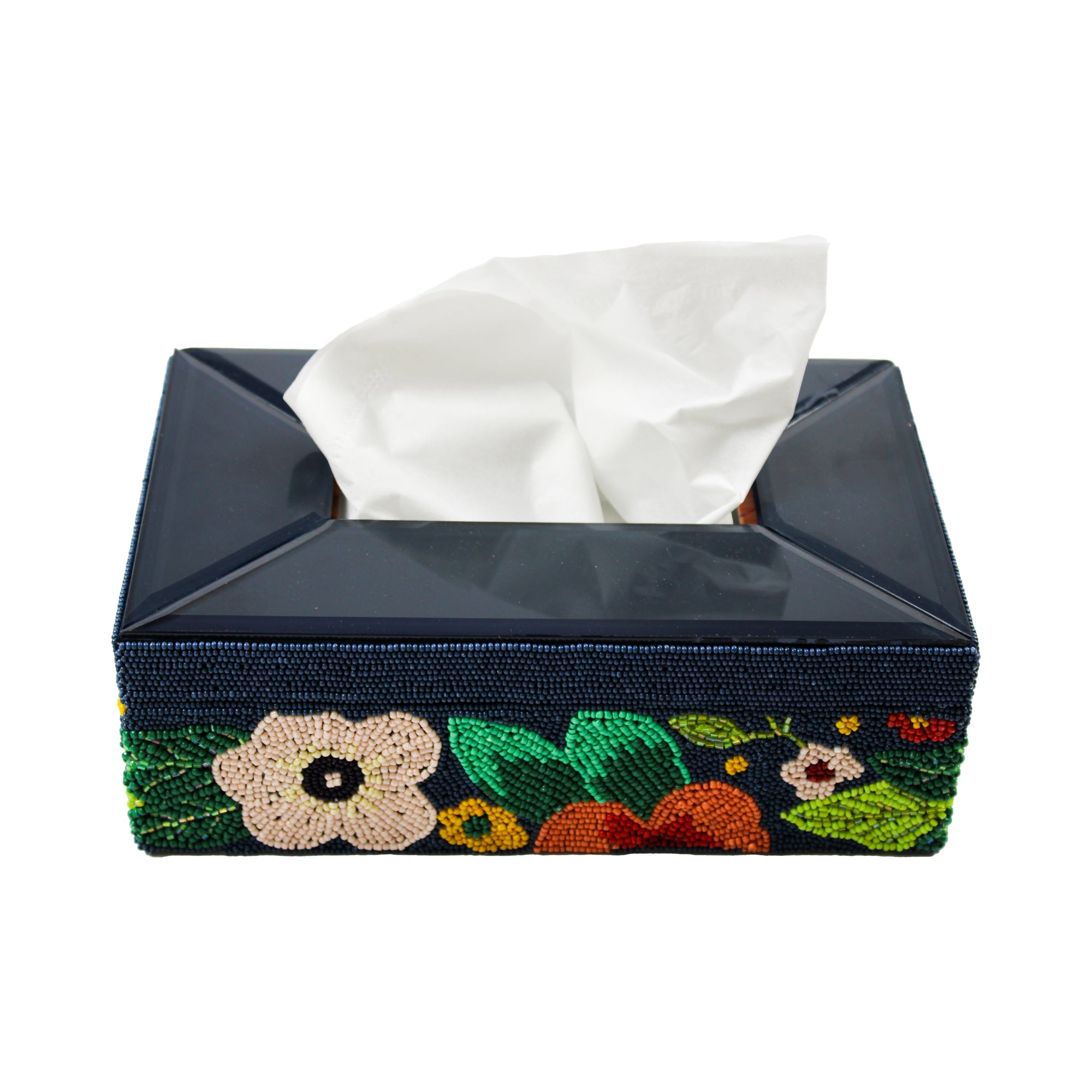 Floral Decorative Beaded Tissue Box