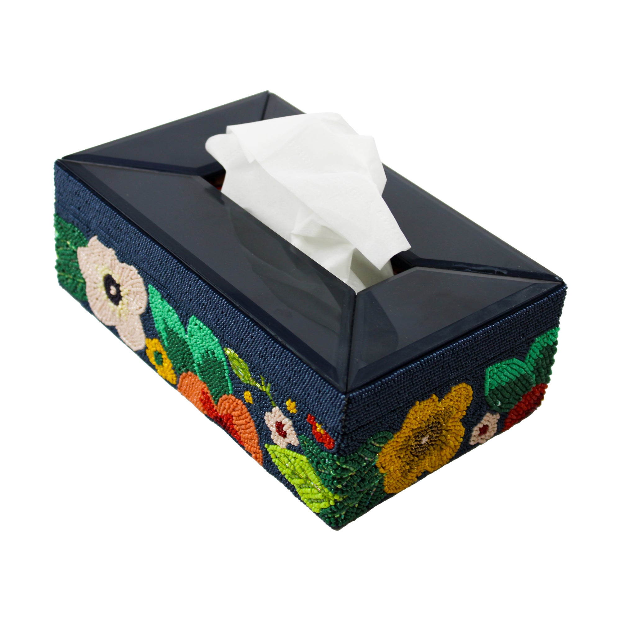 Floral Decorative Beaded Tissue Box