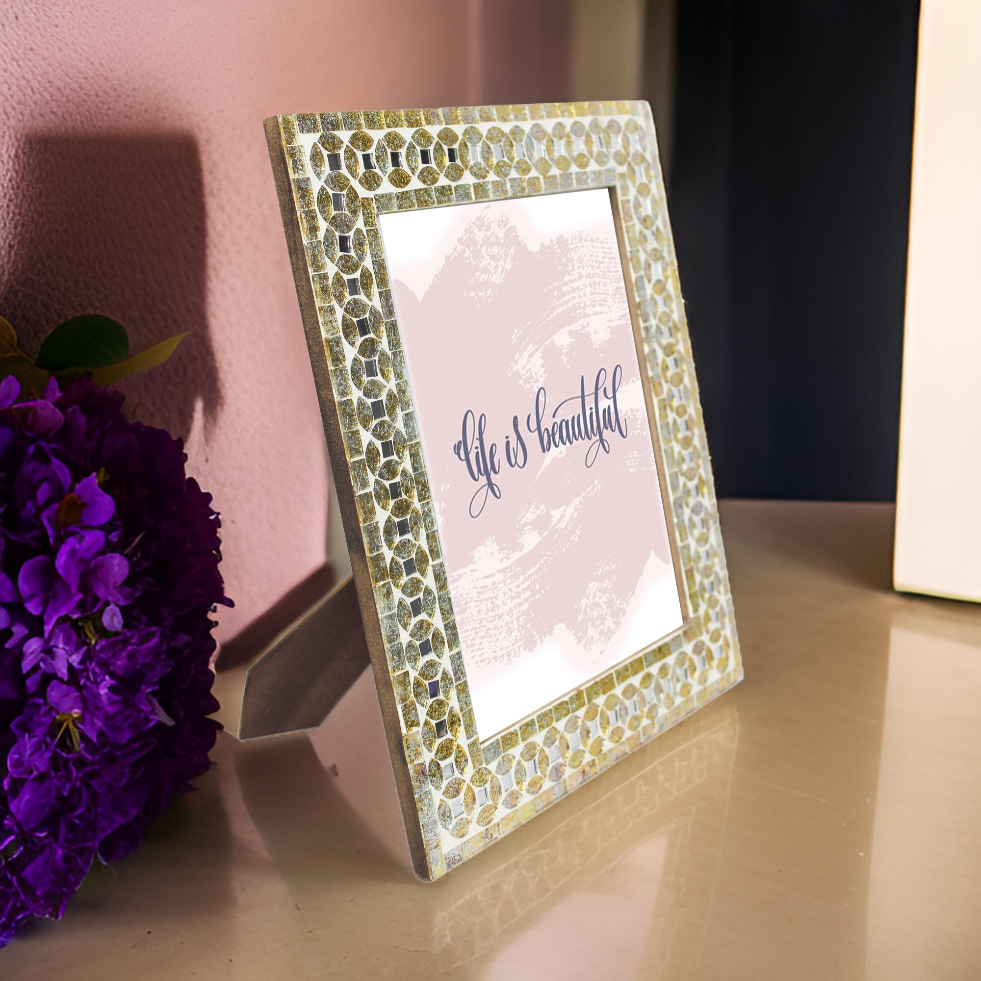 Silver Color & Golden Mosaic Picture Frame