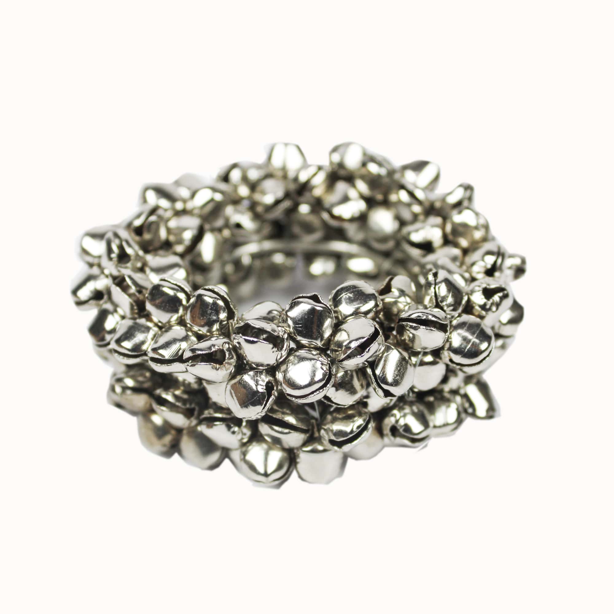 Silver Jingle Bells Napkin Rings Set of Four