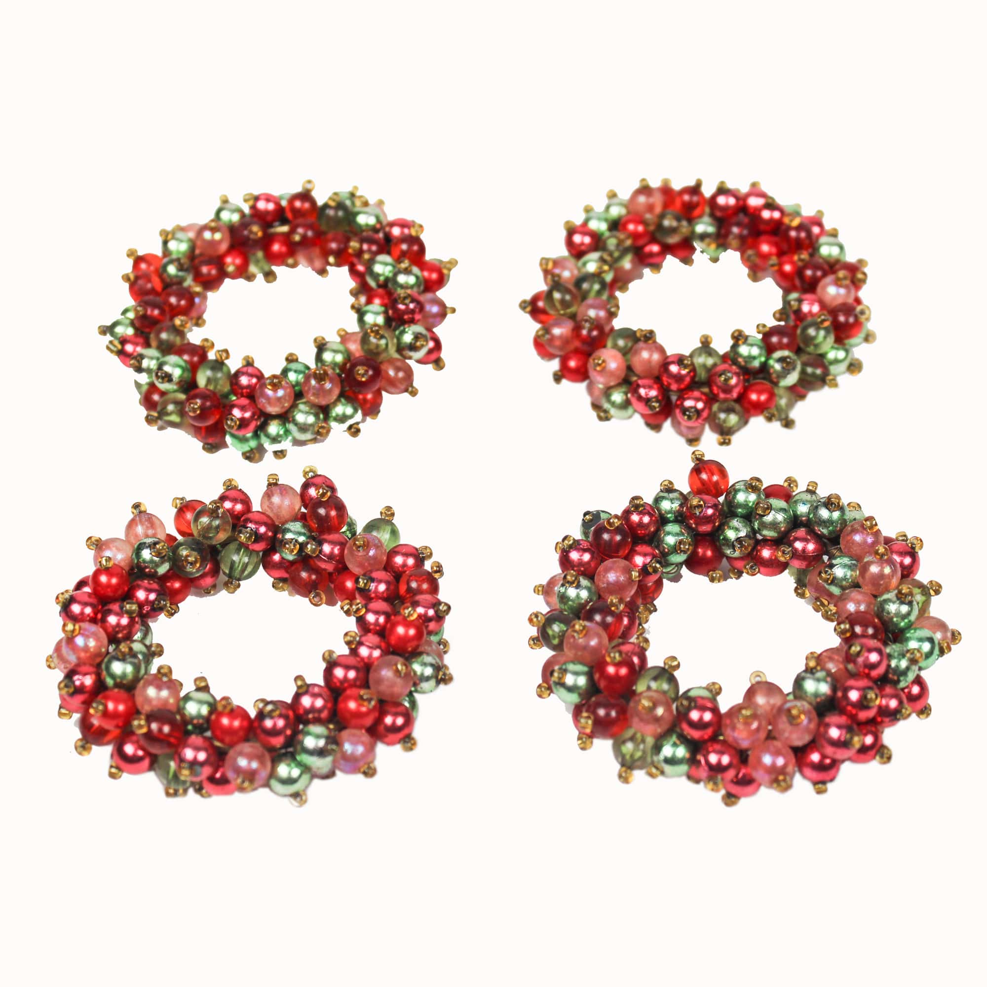 Multicolored Beaded Napkin Rings Set of Four