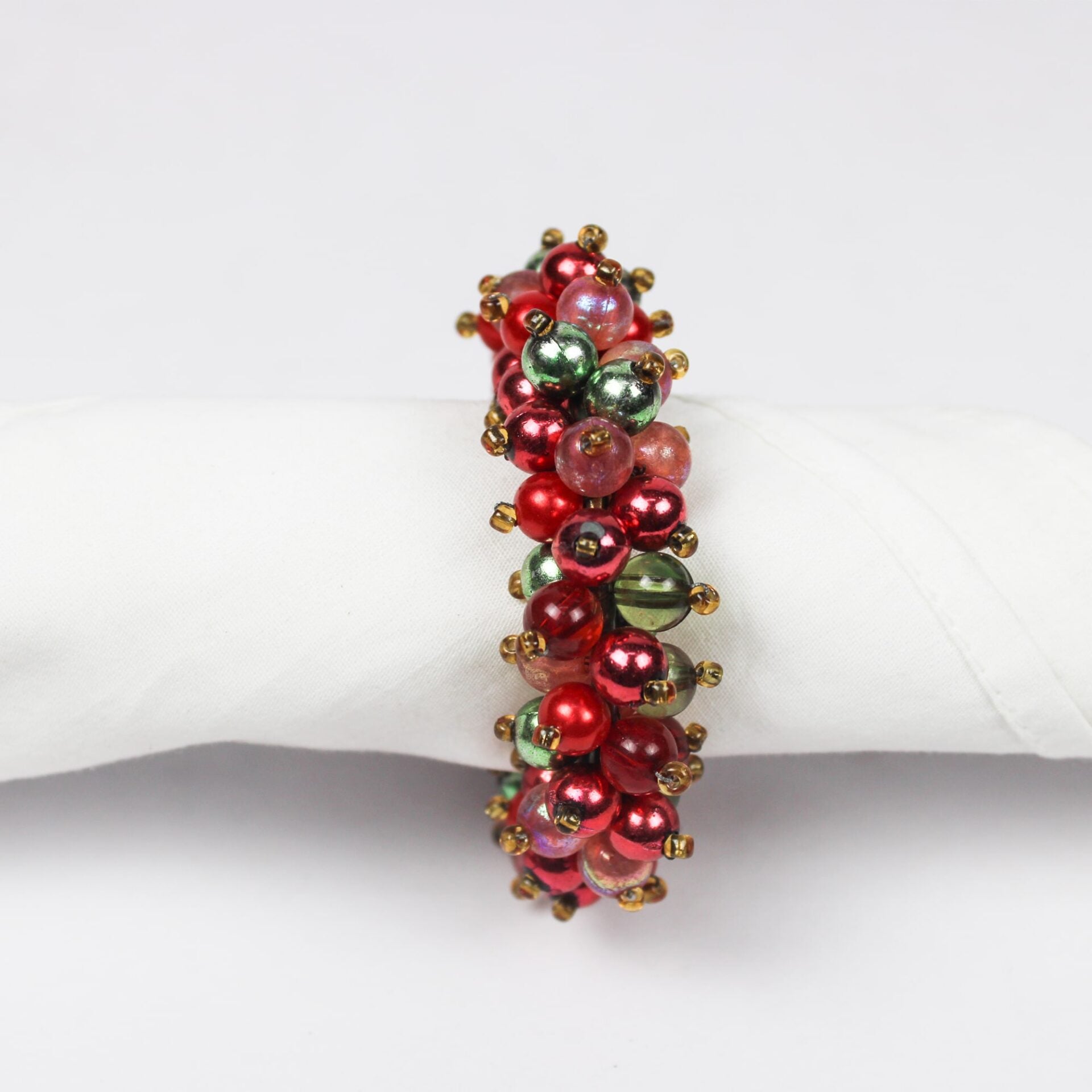 Multicolored Beaded Napkin Rings Set of Four