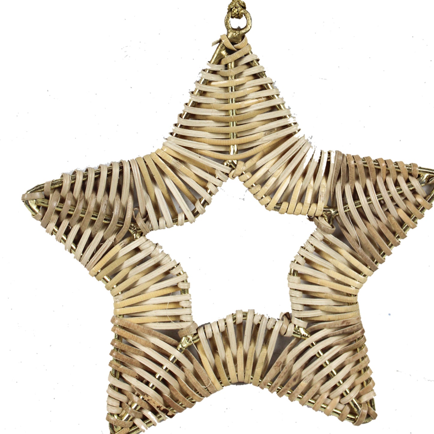 Set of 4 Rattan Star Christmas Tree Hanging Ornaments