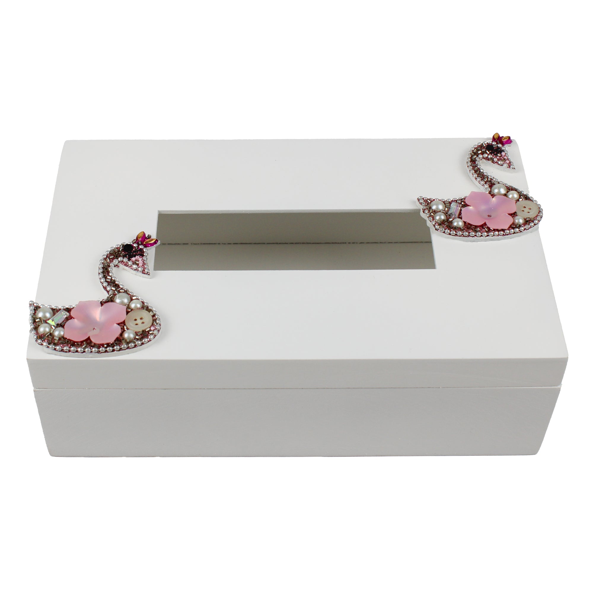 Decorative Tissue Box with Lac Swan Design