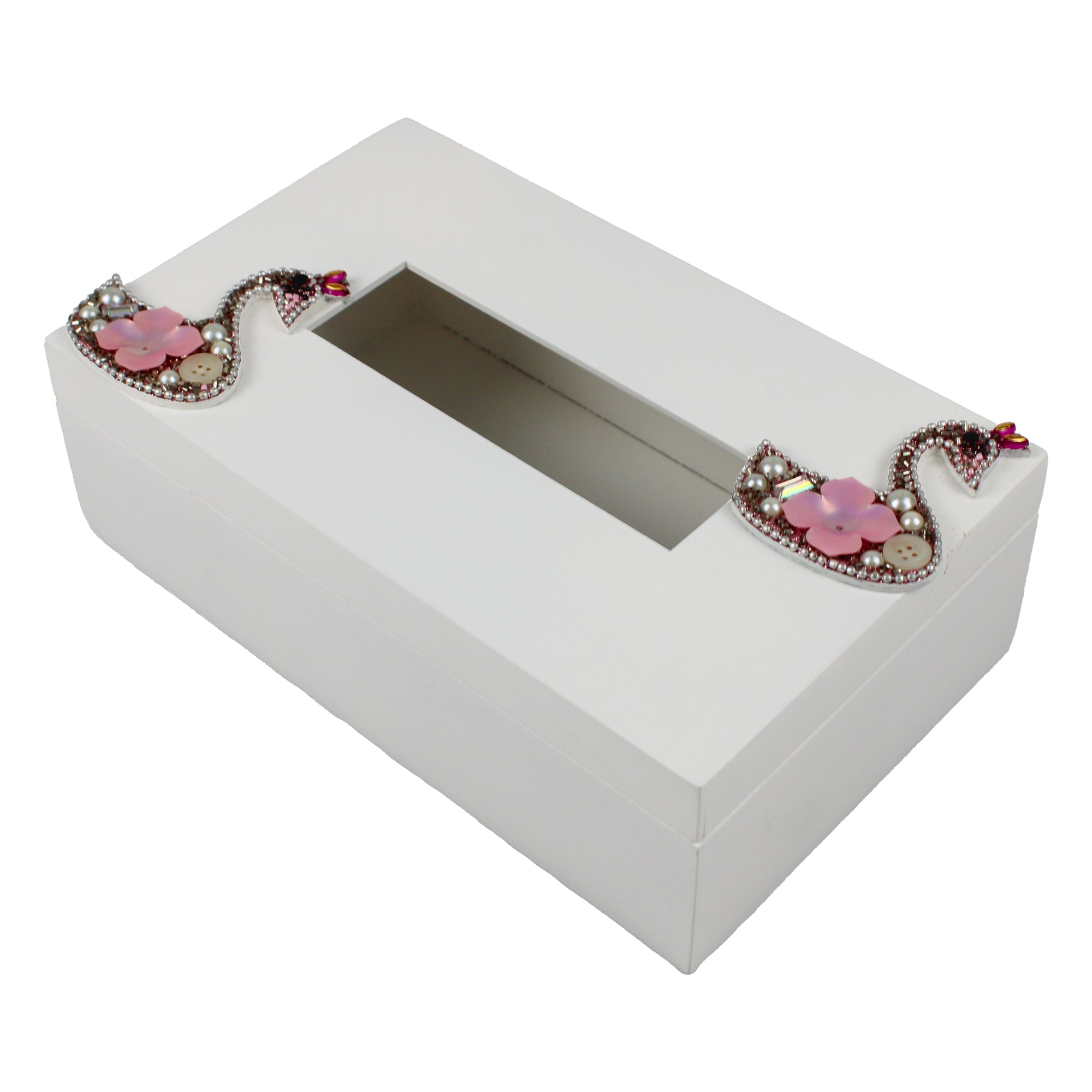 Decorative Tissue Box with Lac Swan Design