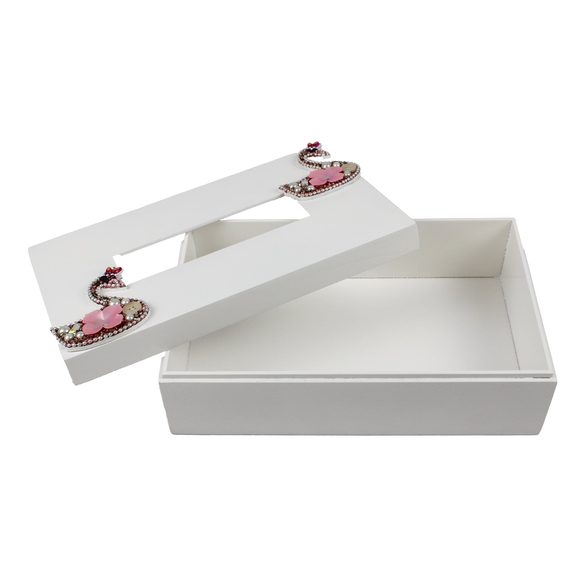 Decorative Tissue Box with Lac Swan Design