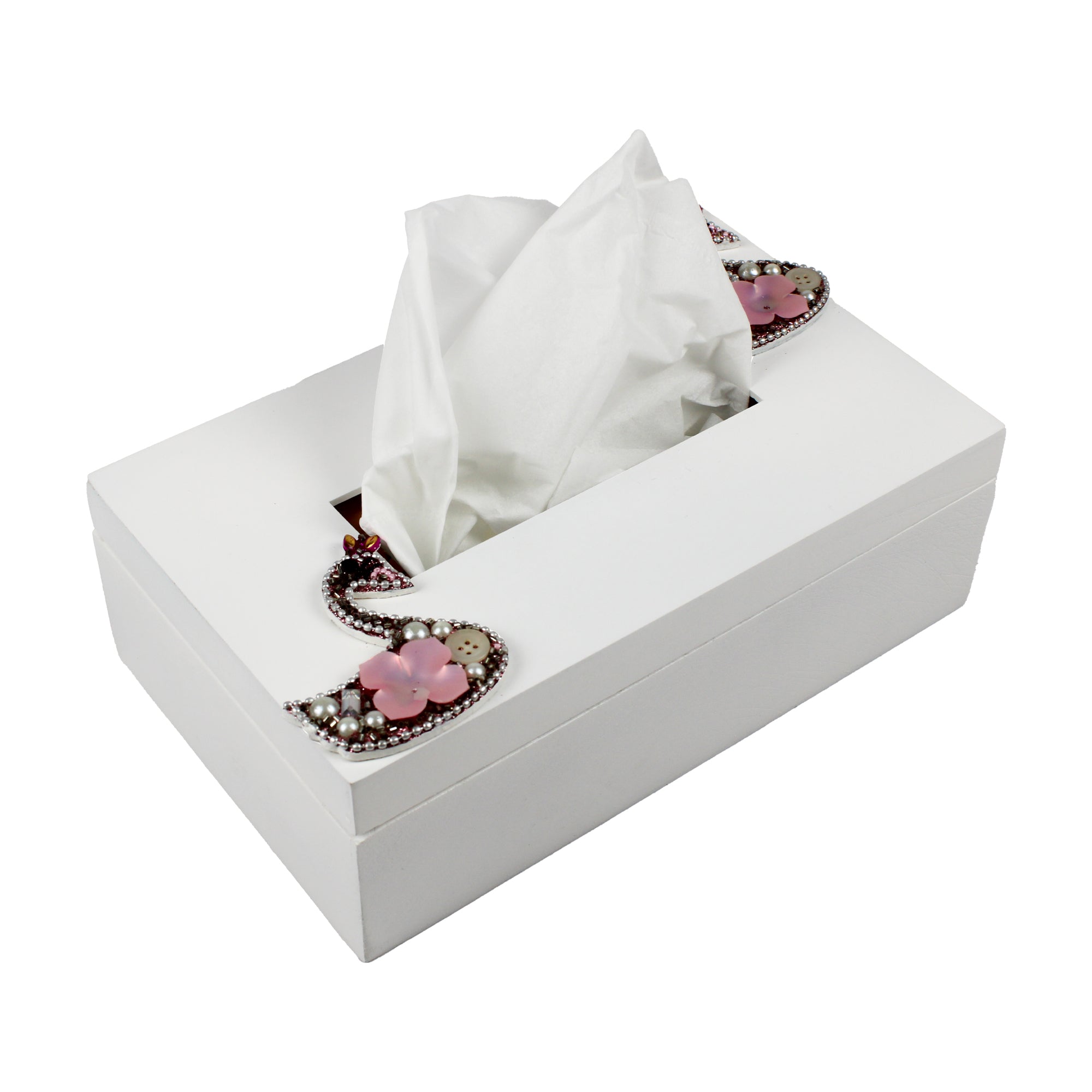 Decorative Tissue Box with Lac Swan Design