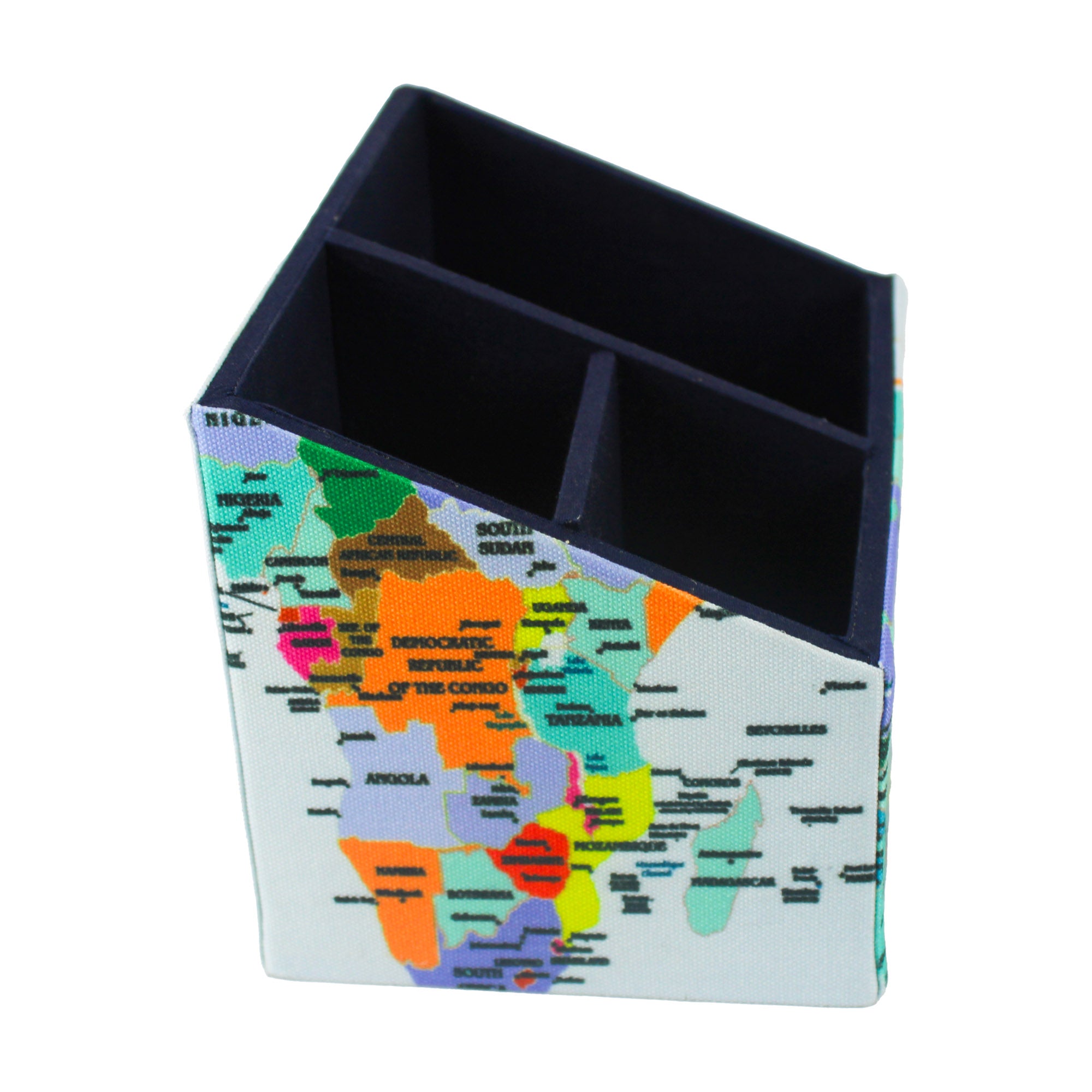 World Map Design Stationary Organizer & Pen Holder (Set of 2)