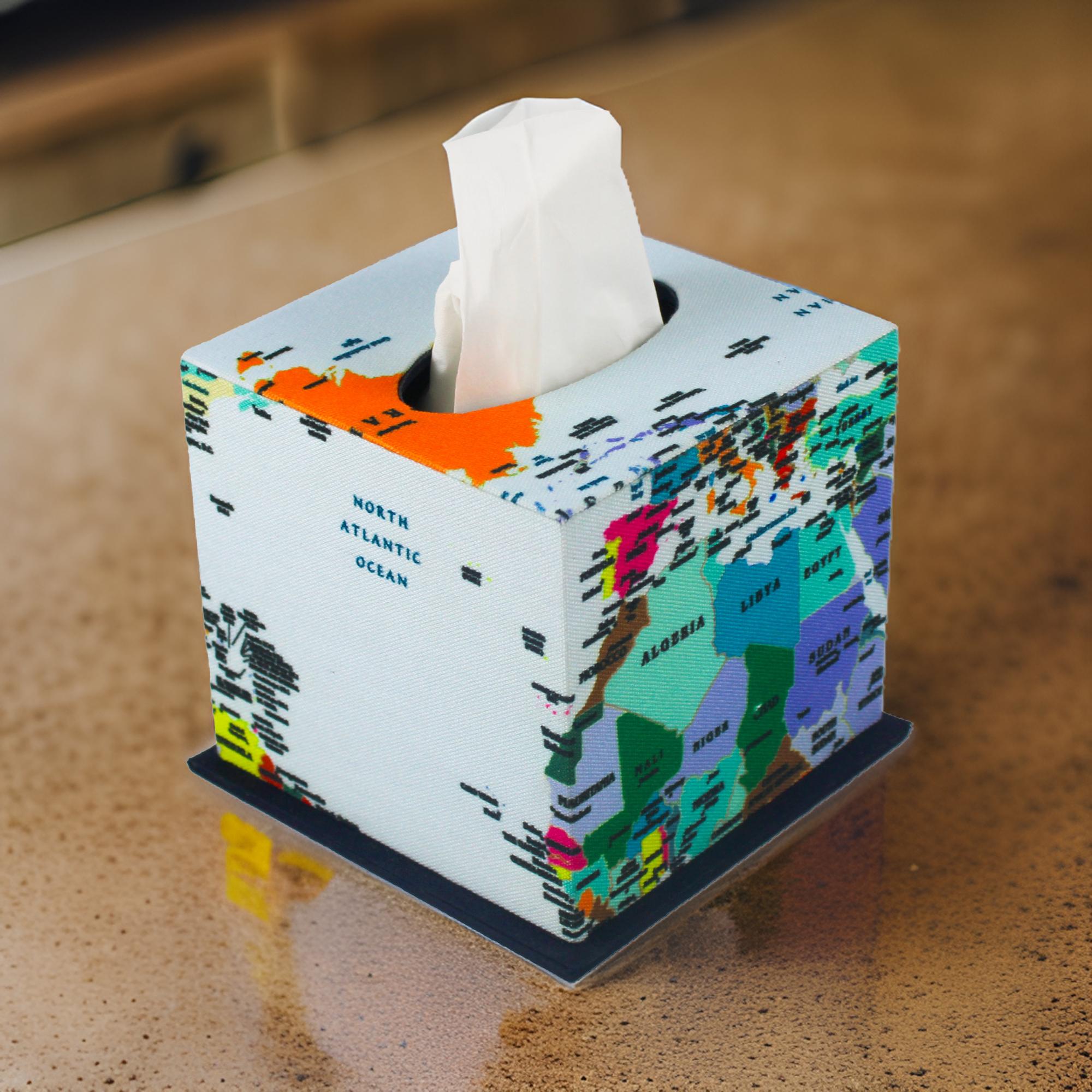 World Map Tissue Box for Kids Room