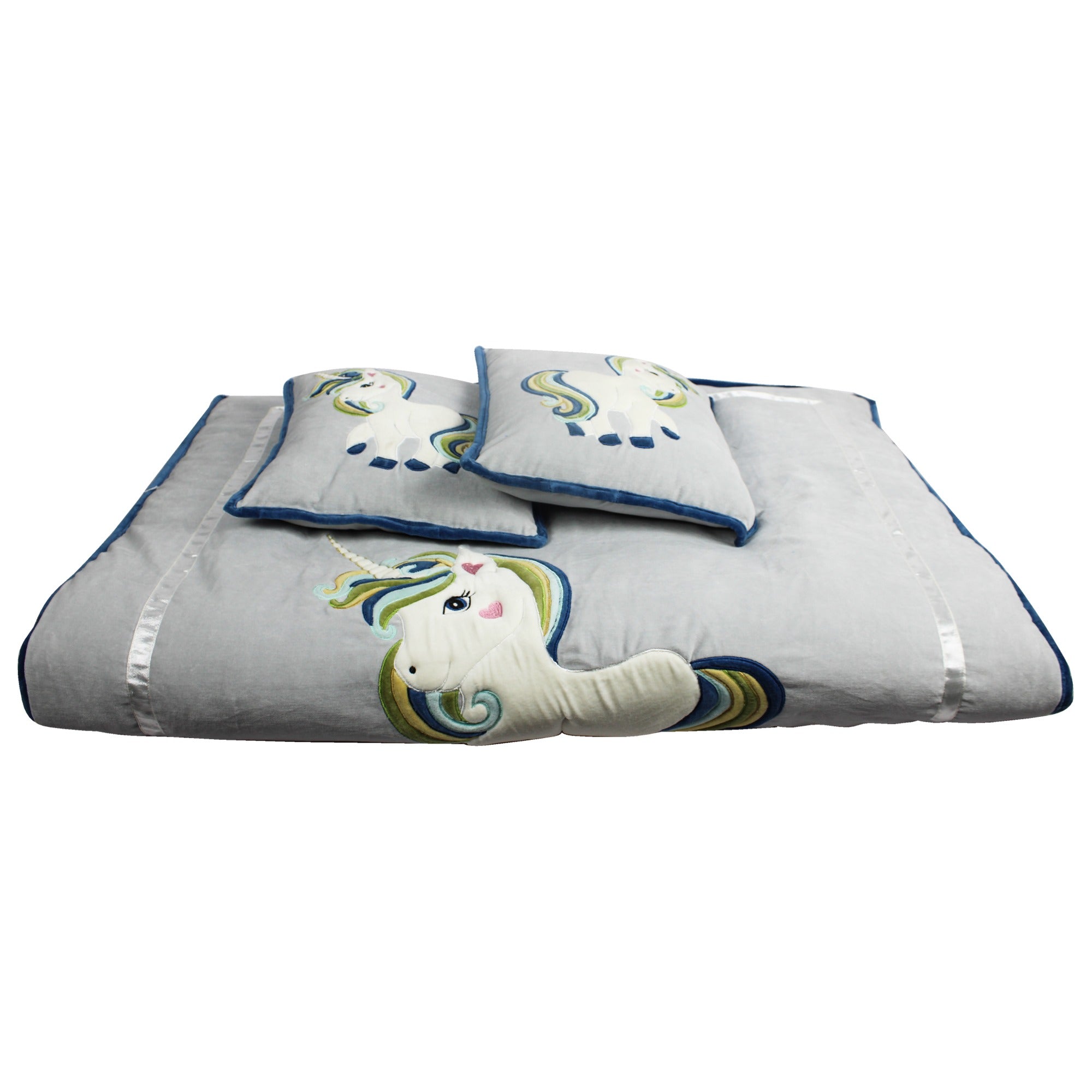 Unicorn Quilt with 2 Soft Pillows