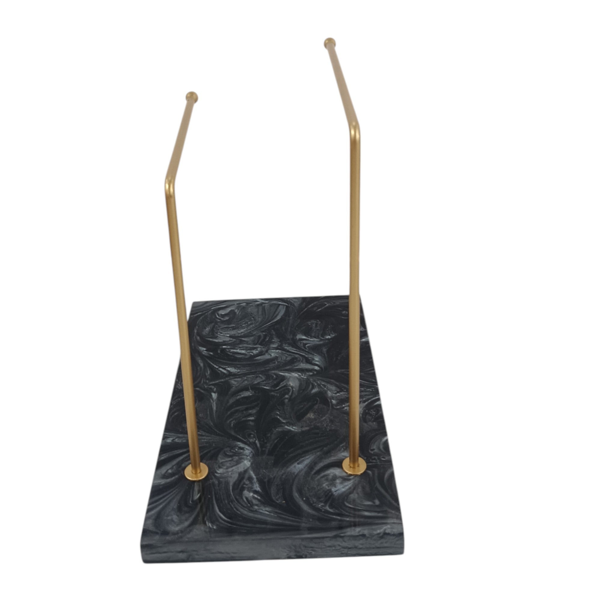 Luxury Dual Gold Metal Towel Stand With Black Resin Base