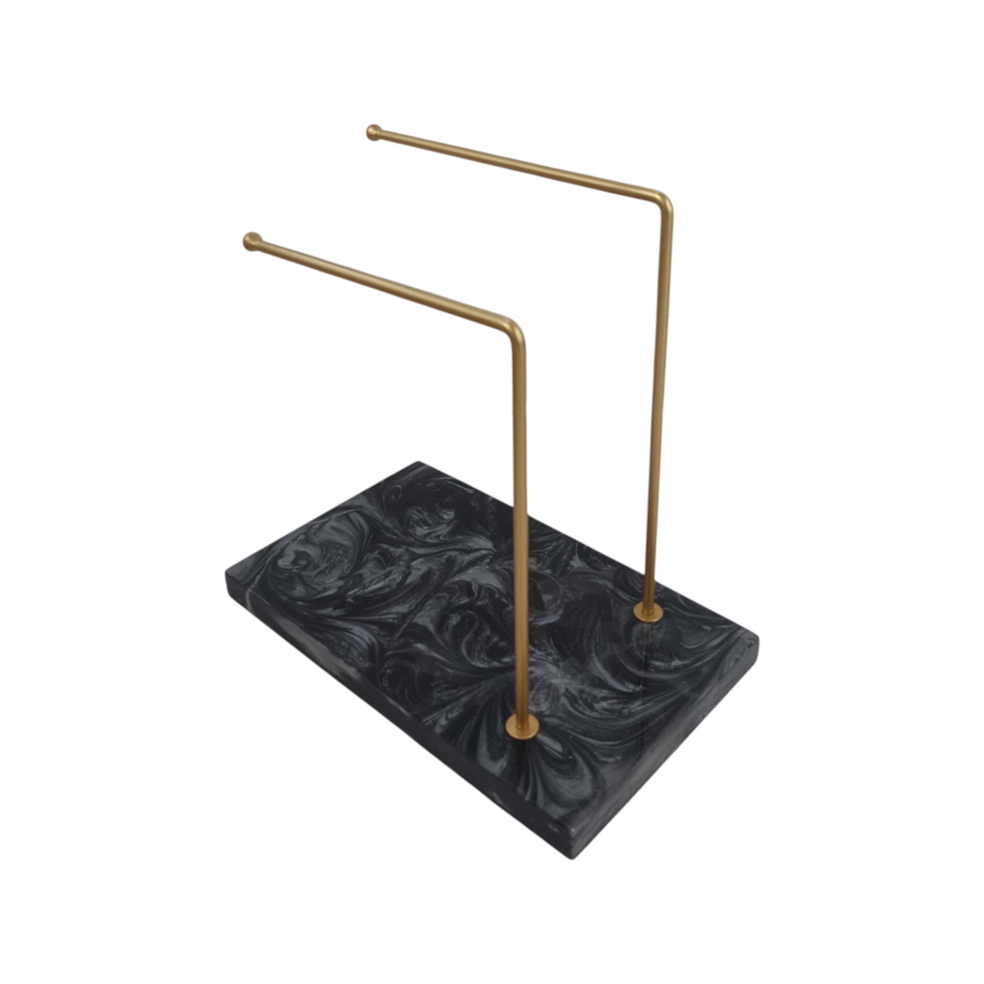 Luxury Dual Gold Metal Towel Stand With Black Resin Base